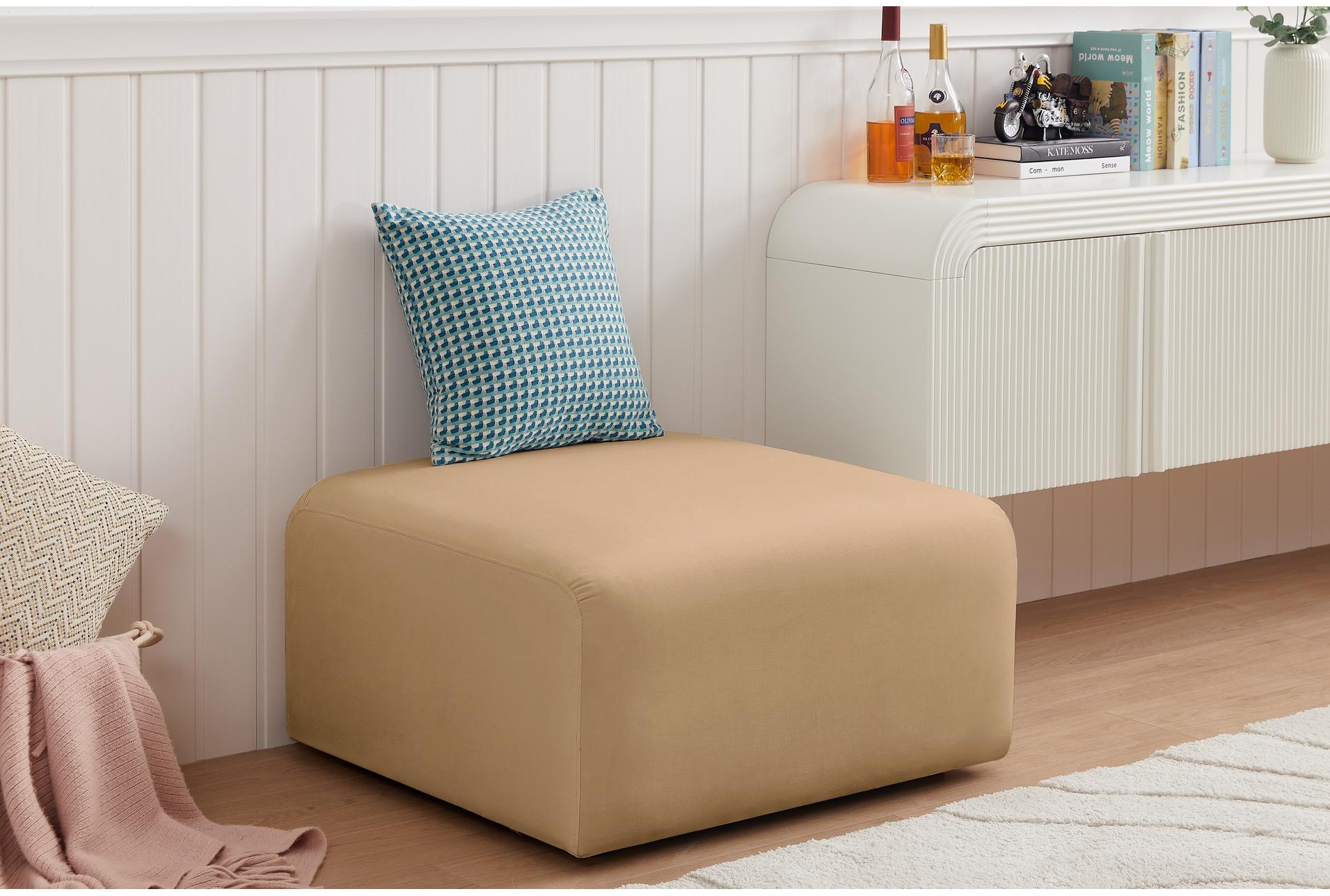 arc camel velvet upholstered modular ottoman | square 16 arc camel velvet upholstered modular ottoman | square