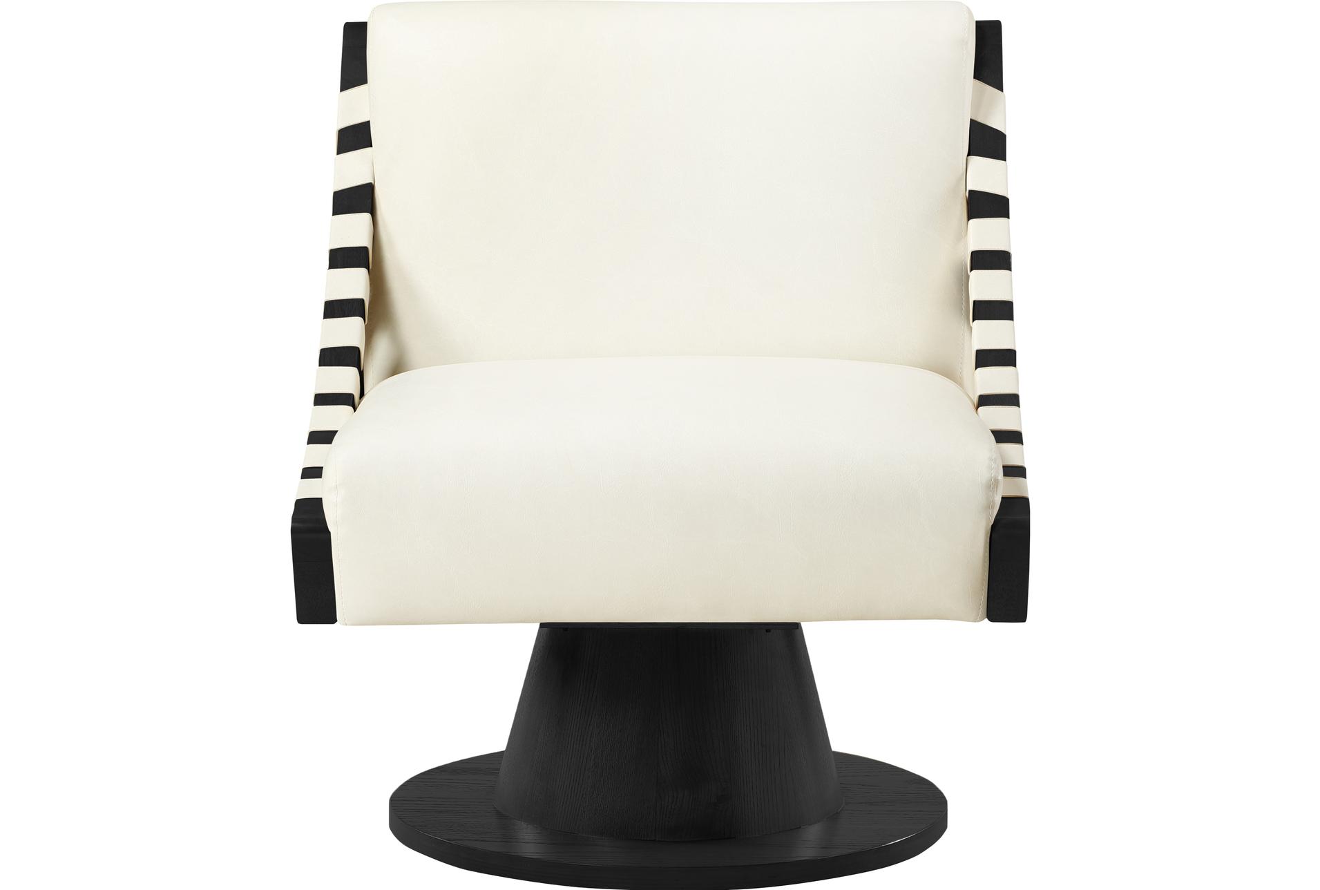 millwin cream white vegan leather swivel accent chair black finish | fabric 7 millwin cream white vegan leather swivel accent chair black finish | fabric