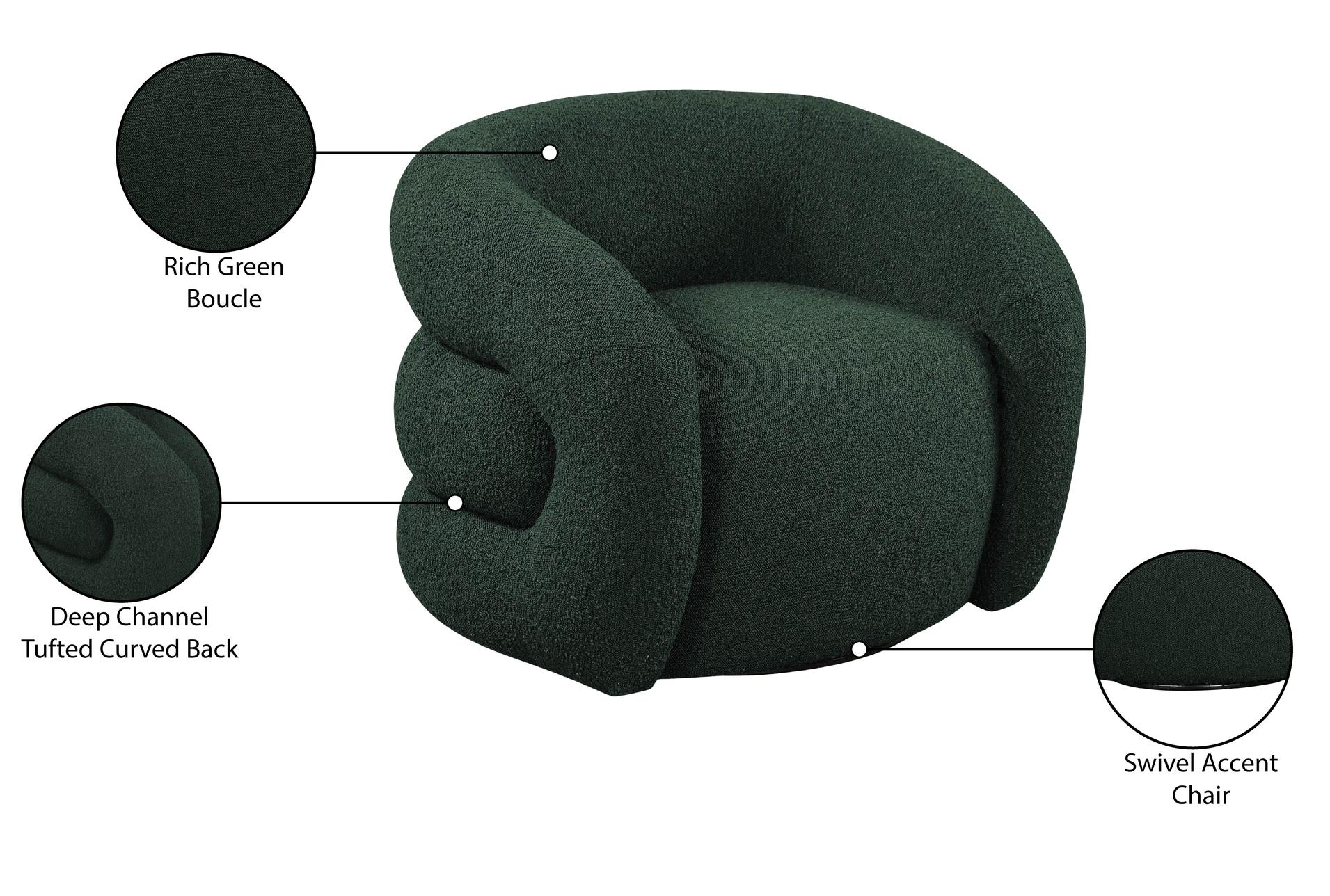 roxbury green boucle fabric swivel accent chair | with arms | curved 16 roxbury green boucle fabric swivel accent chair | with arms | curved
