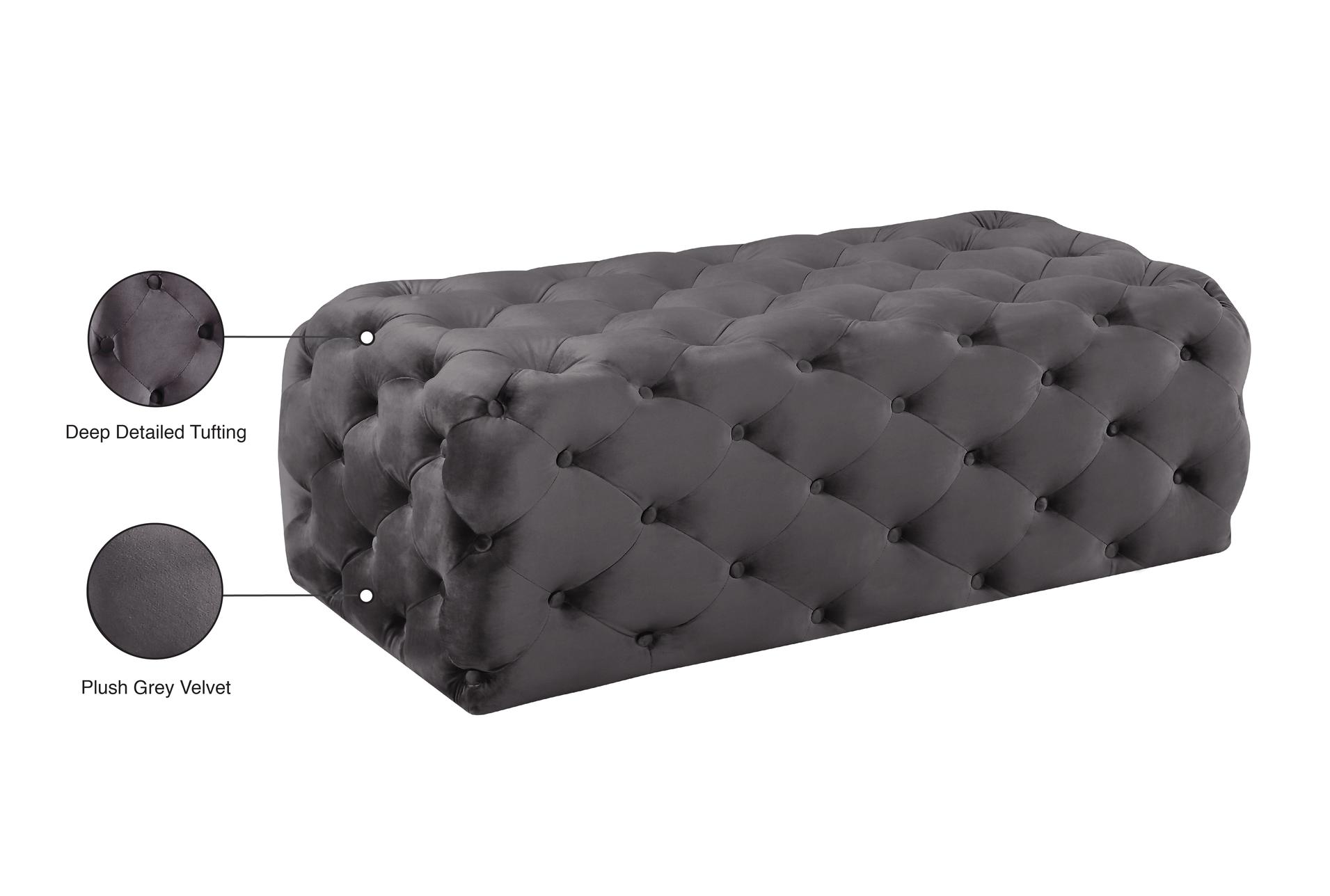 casey grey velvet upholstered rectangle ottoman/bench | entryway 7 casey grey velvet upholstered rectangle ottoman/bench | entryway