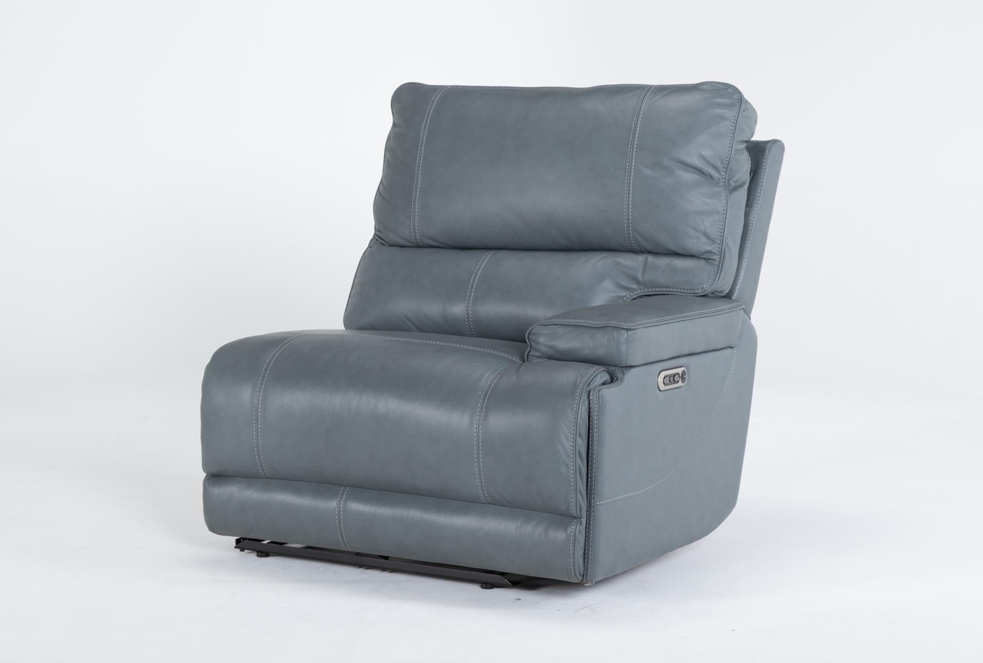 watkins blue leather right arm facing cordless power recliner with power headrest & usb 5 watkins blue leather right arm facing cordless power recliner with power headrest & usb