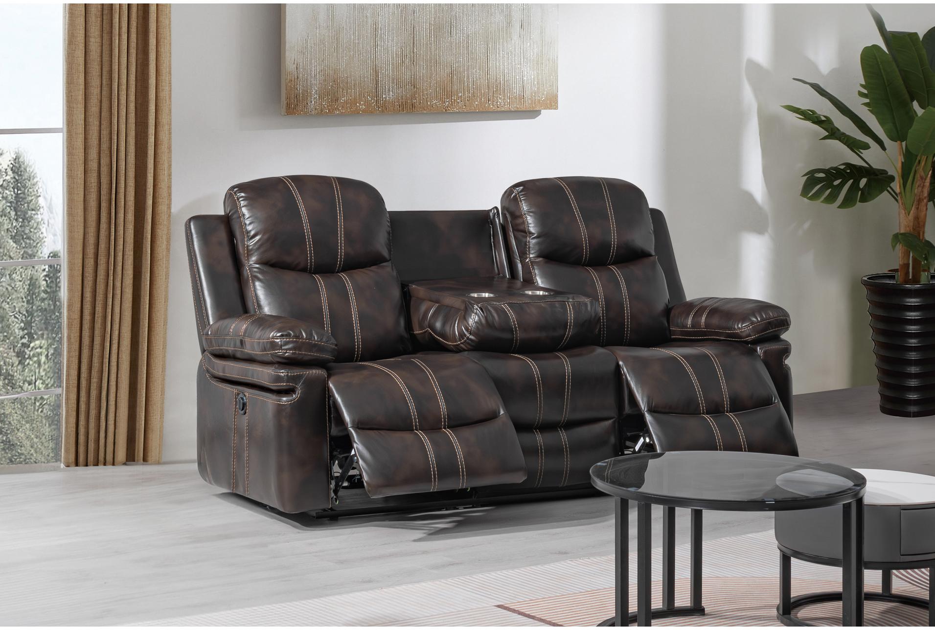kellen brown faux leather 80" power reclining sofa with drop down table 15 kellen brown faux leather 80" power reclining sofa with drop down table