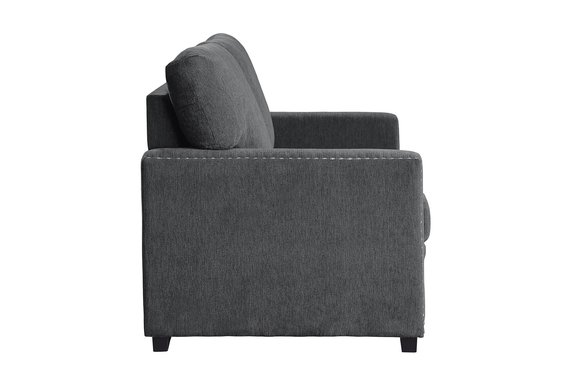 lennon charcoal grey fabric 62" loveseat | nailhead 11 lennon charcoal grey fabric 62" loveseat | nailhead