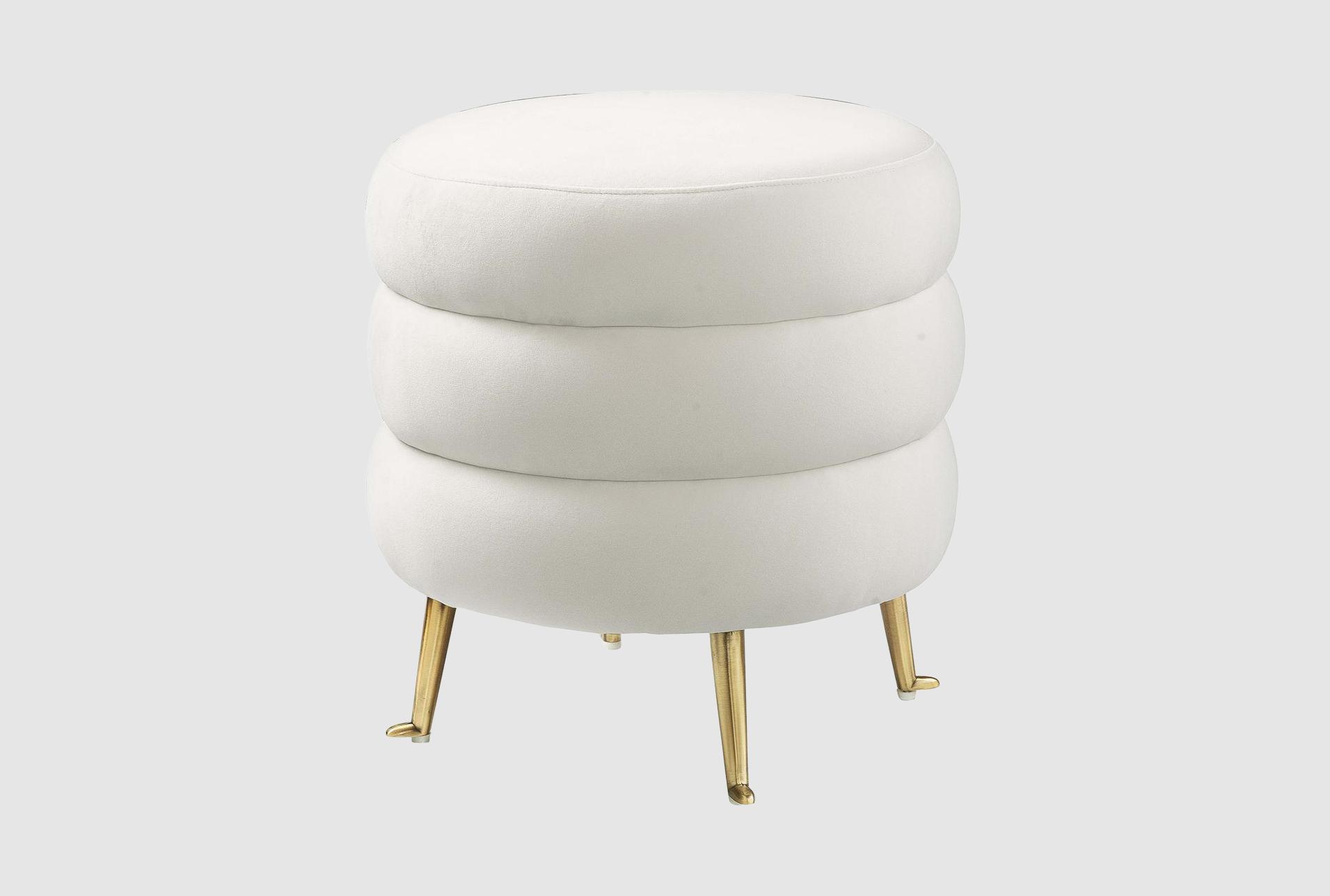 ladder cream white velvet fabric round ottoman 1 ladder cream white velvet fabric round ottoman