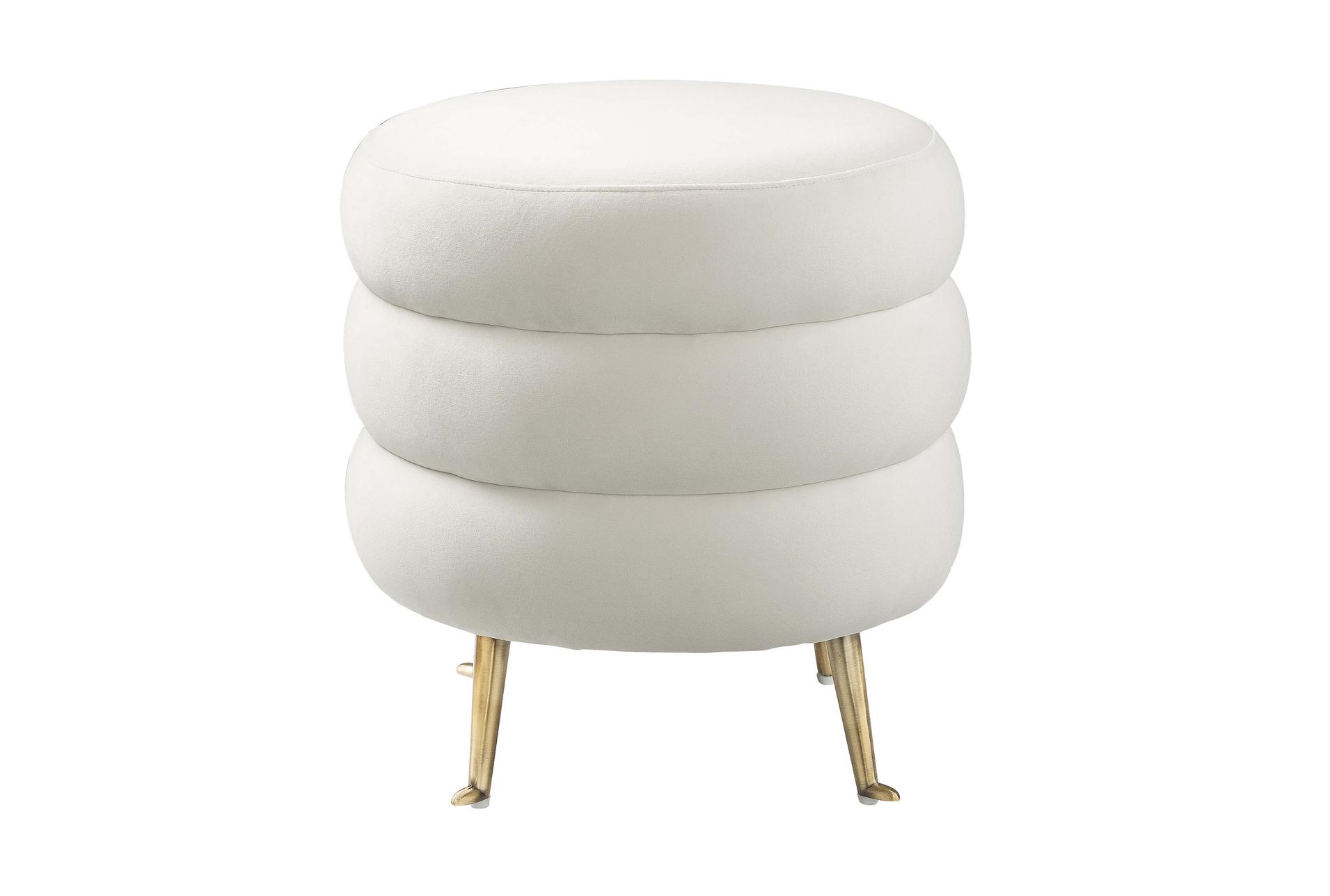 ladder cream white velvet fabric round ottoman 7 ladder cream white velvet fabric round ottoman