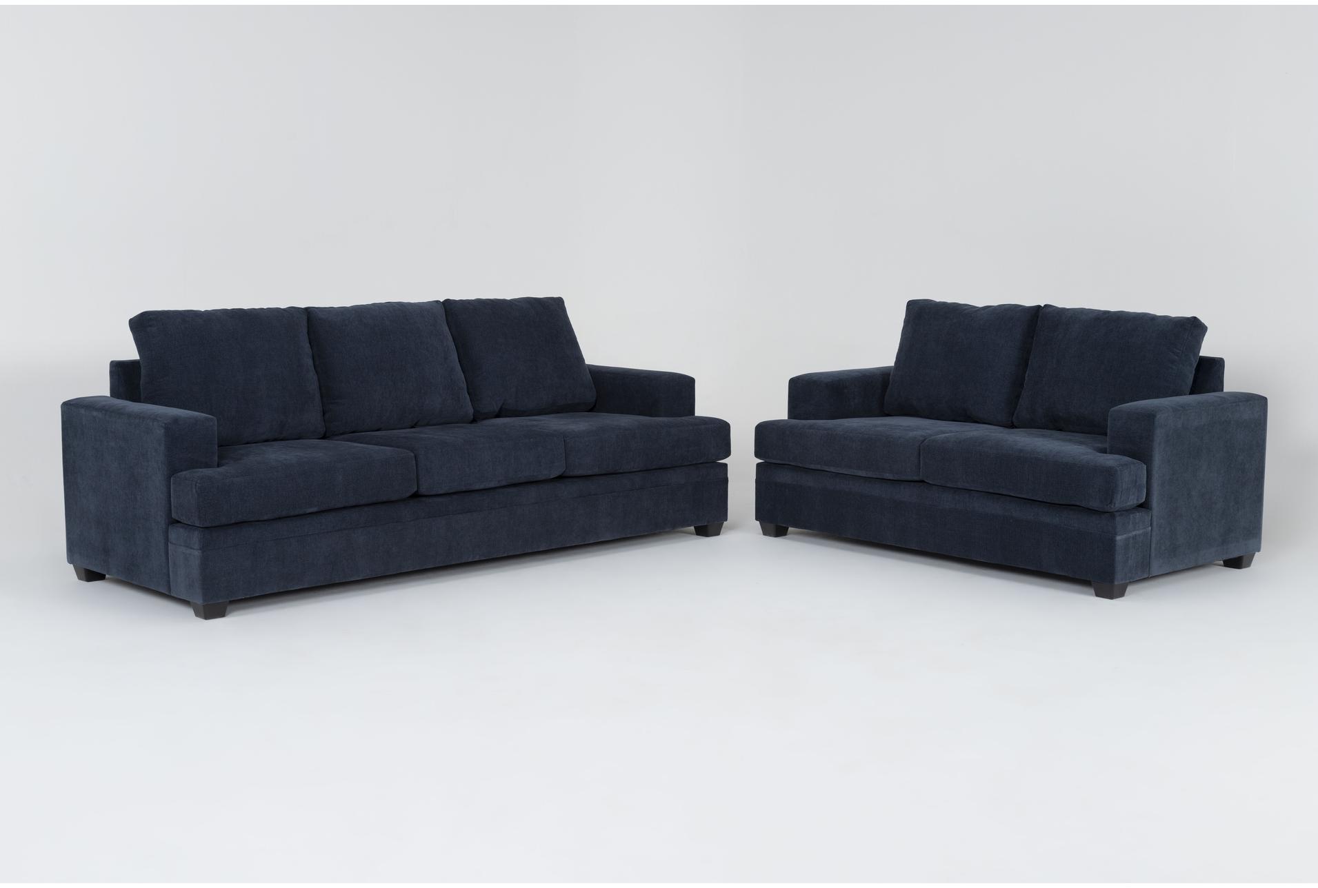 bonaterra midnight navy blue fabric 2 piece sofa & loveseat set 1 bonaterra midnight navy blue fabric 2 piece sofa & loveseat set