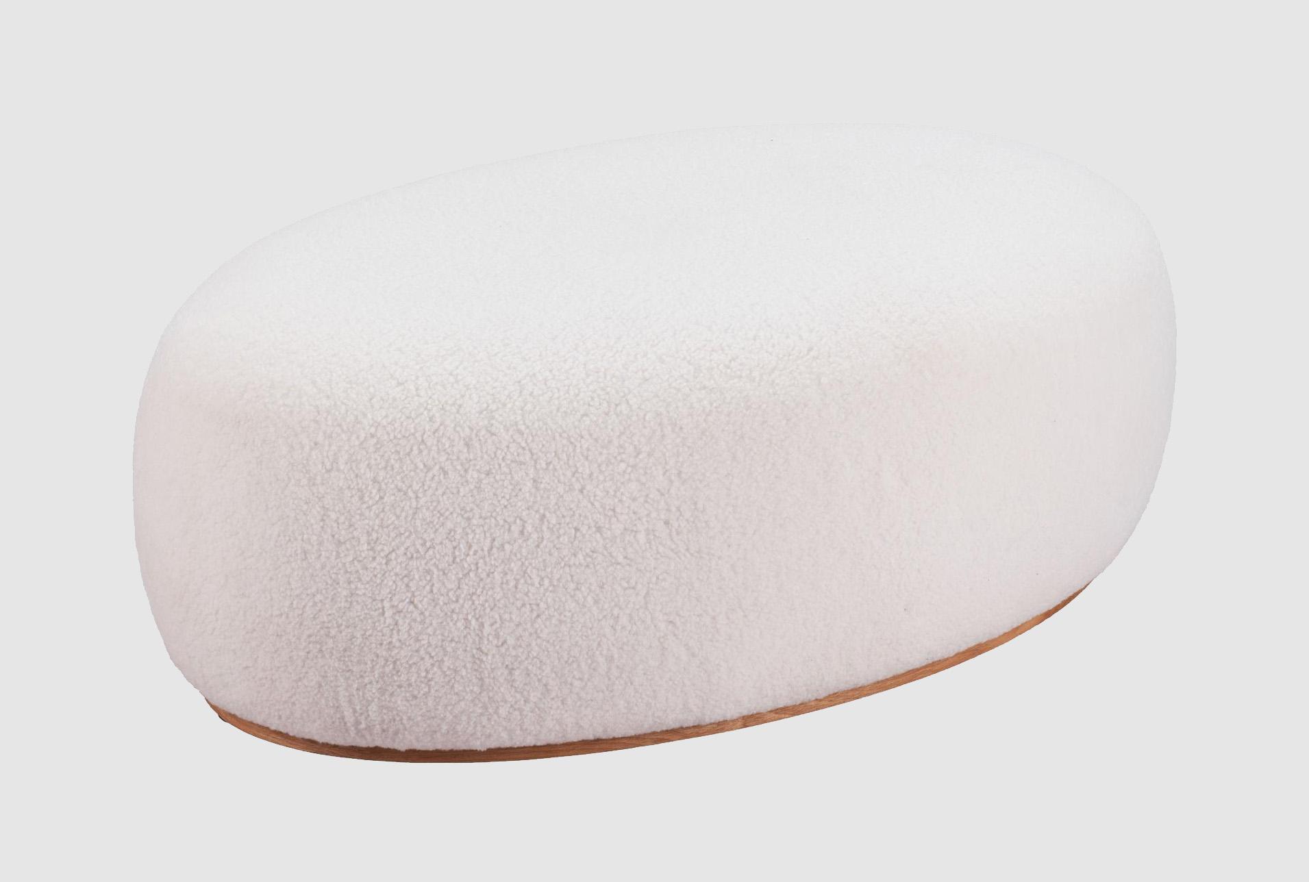 amber cream white fabric oval ottoman | round 1 amber cream white fabric oval ottoman | round