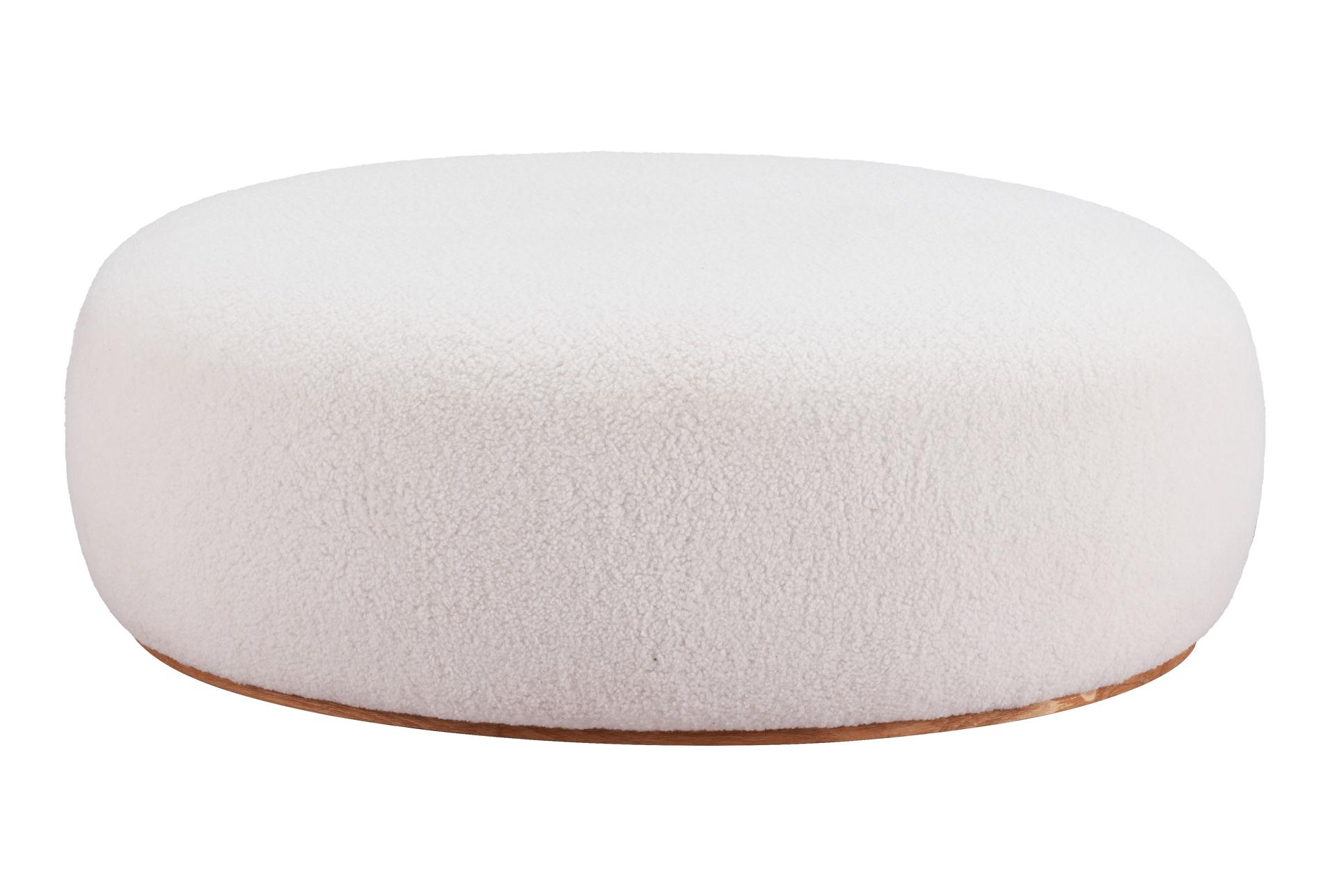 amber cream white fabric oval ottoman | round 8 amber cream white fabric oval ottoman | round