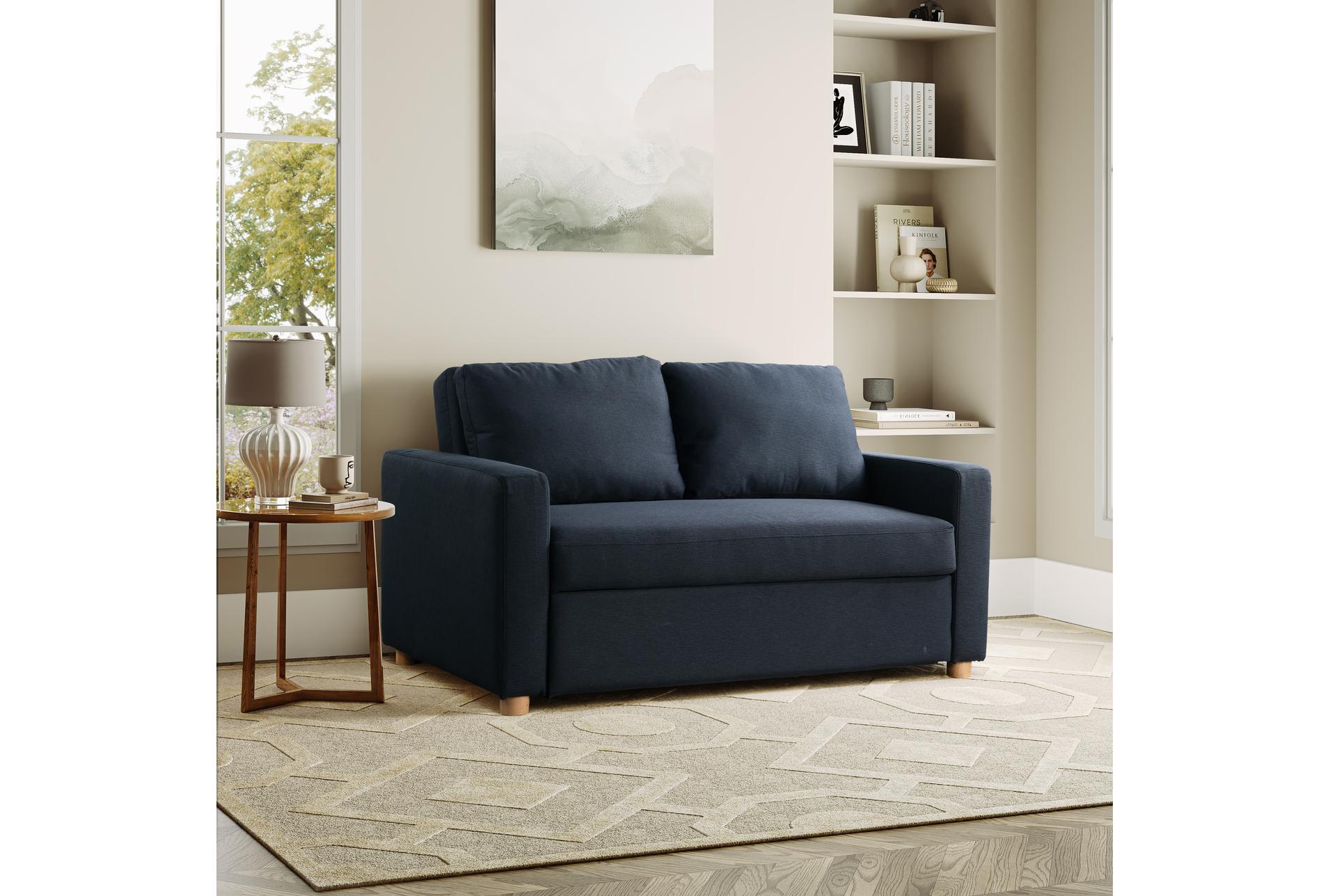 tyler navy blue fabric 66" woven convertible futon sleeper loveseat | contract grade | full 26 tyler navy blue fabric 66" woven convertible futon sleeper loveseat | contract grade | full