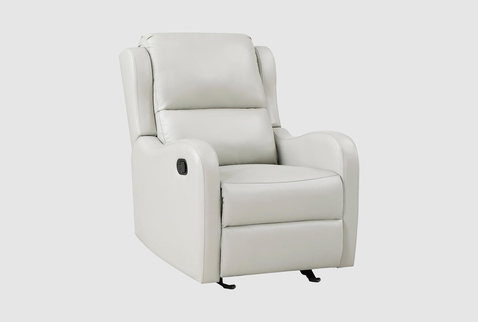 brentwood taupe nursery 30" faux leather manual glider recliner with manual headrest | exterior pull 1 brentwood taupe nursery 30" faux leather manual glider recliner with manual headrest | exterior pull