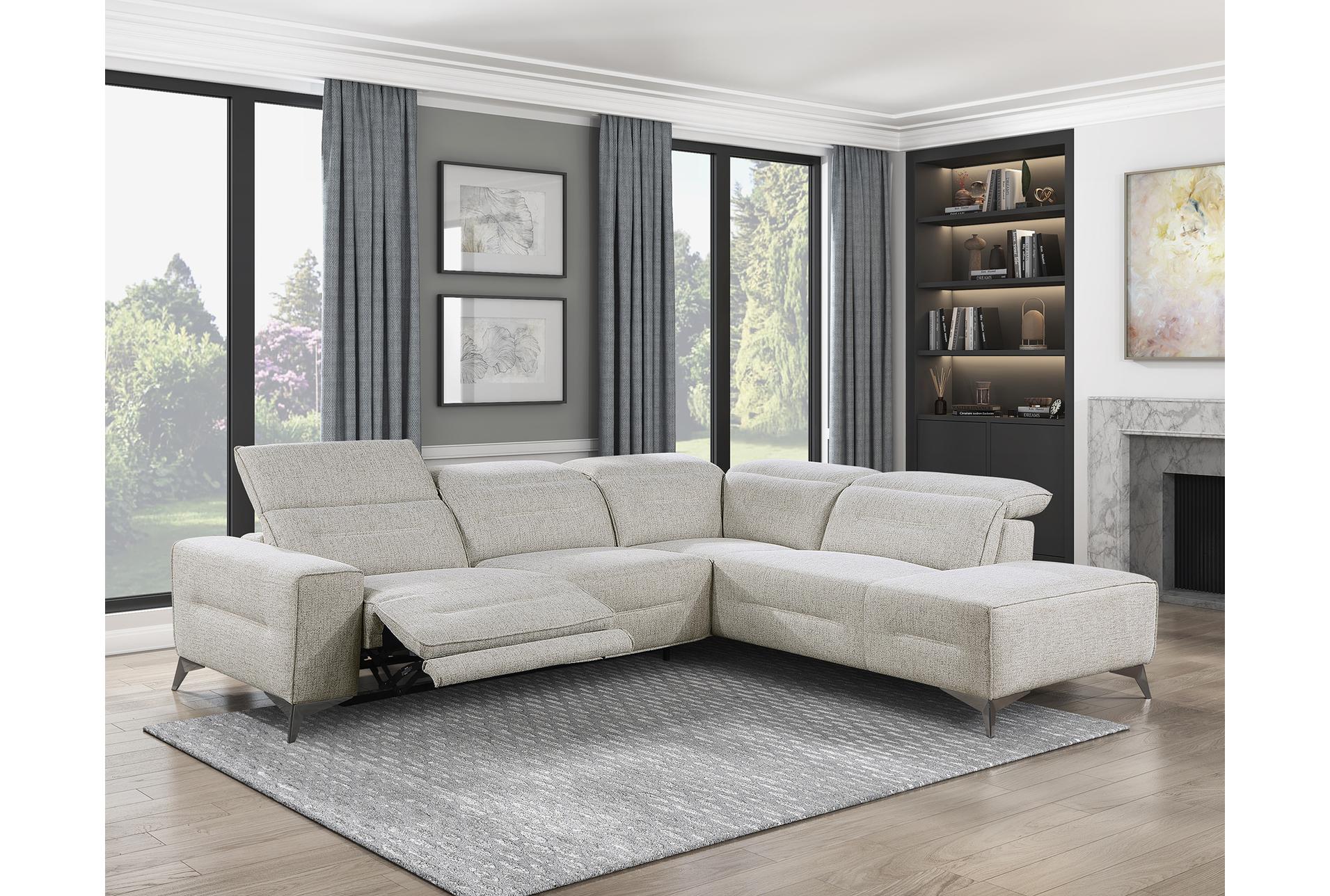 logansport sand beige chenille 109" 2 piece power reclining sectional with right arm facing chaise and power headrests 18 logansport sand beige chenille 109" 2 piece power reclining sectional with right arm facing chaise and power headrests