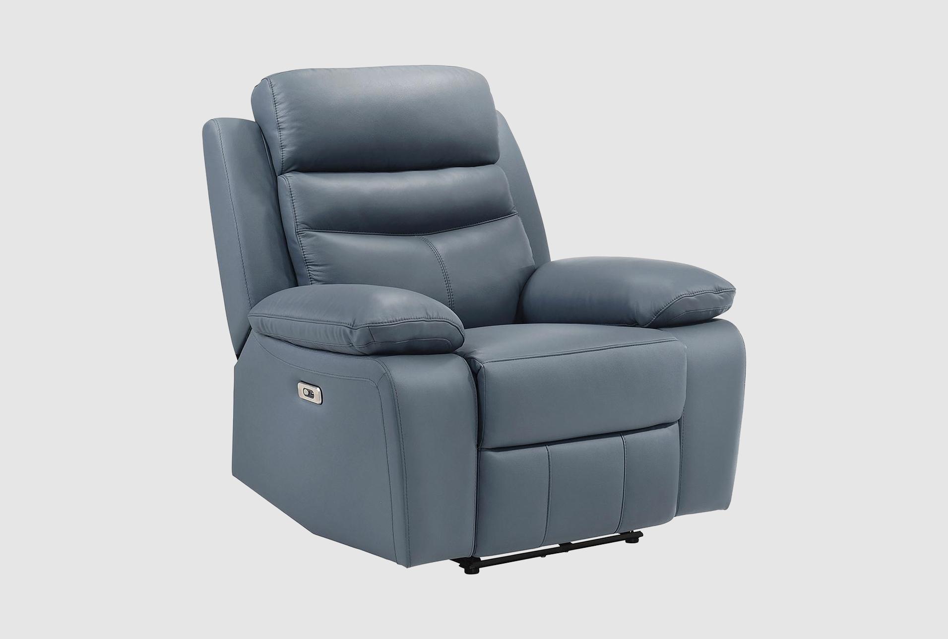 marigold blue leather 41" power recliner with usb port | button 1 marigold blue leather 41" power recliner with usb port | button