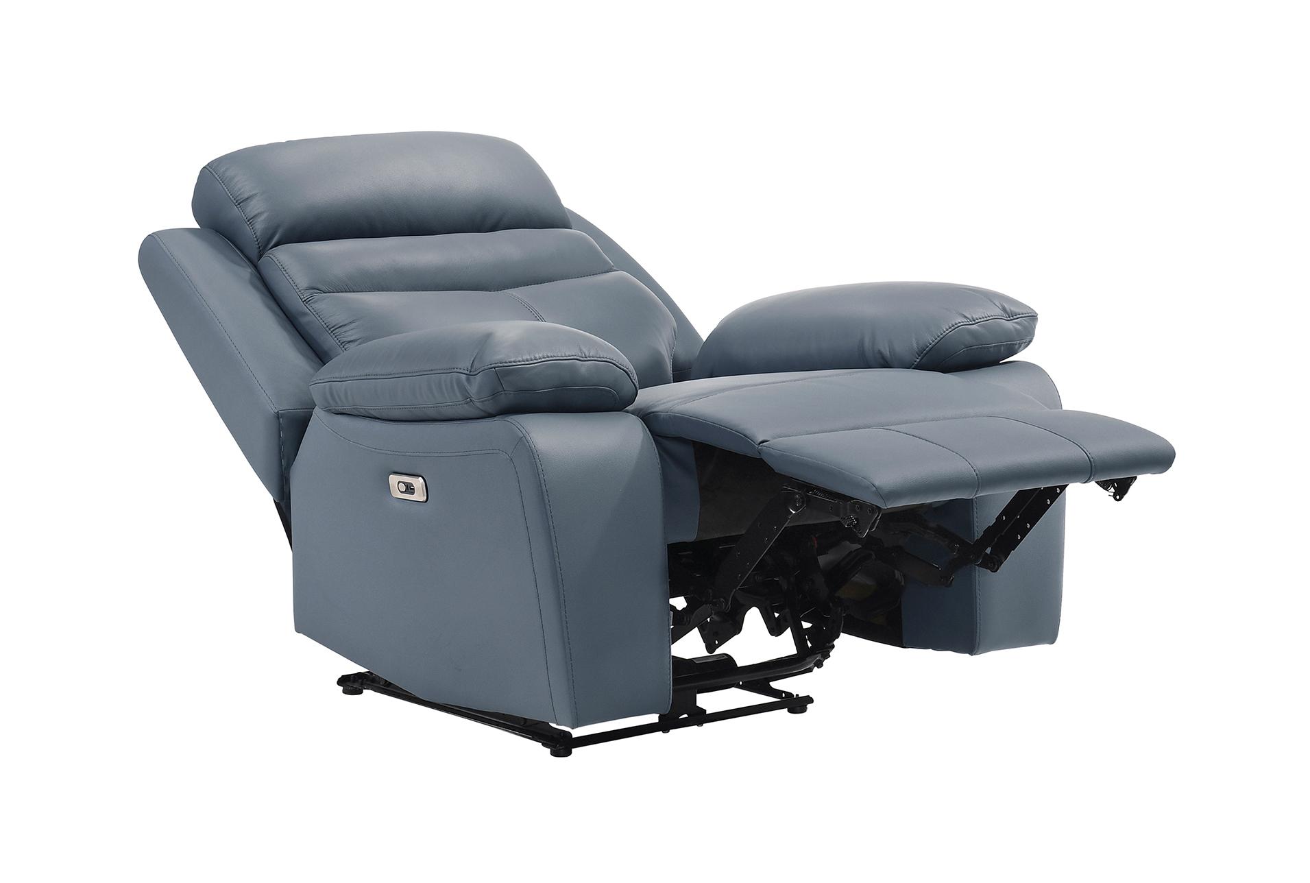 marigold blue leather 41" power recliner with usb port | button 12 marigold blue leather 41" power recliner with usb port | button