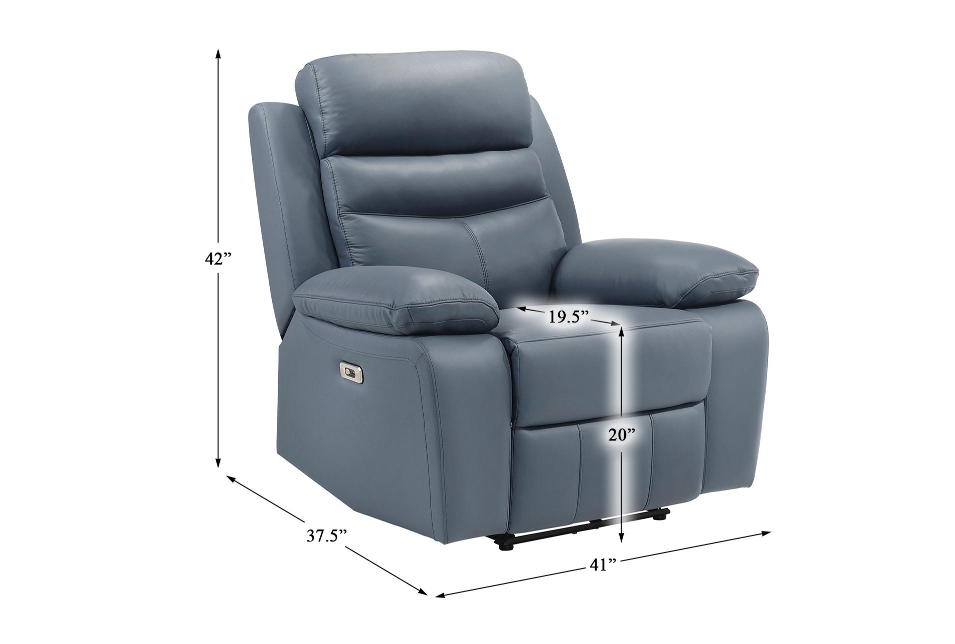 marigold blue leather 41" power recliner with usb port | button 13 marigold blue leather 41" power recliner with usb port | button