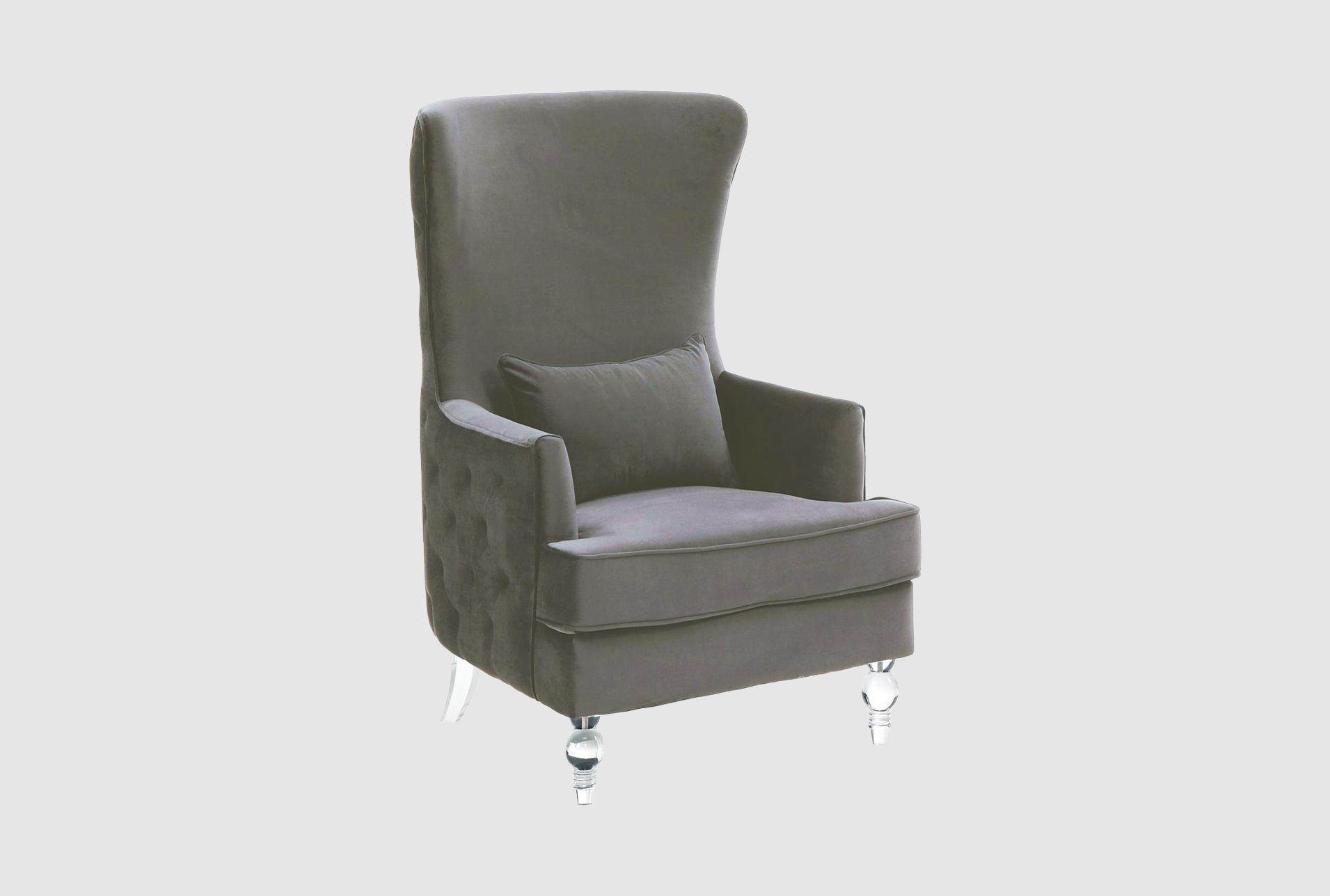 aria grey fabric wingback chair with acrylic legs | solid | with arms | spindle | club 1 aria grey fabric wingback chair with acrylic legs | solid | with arms | spindle | club