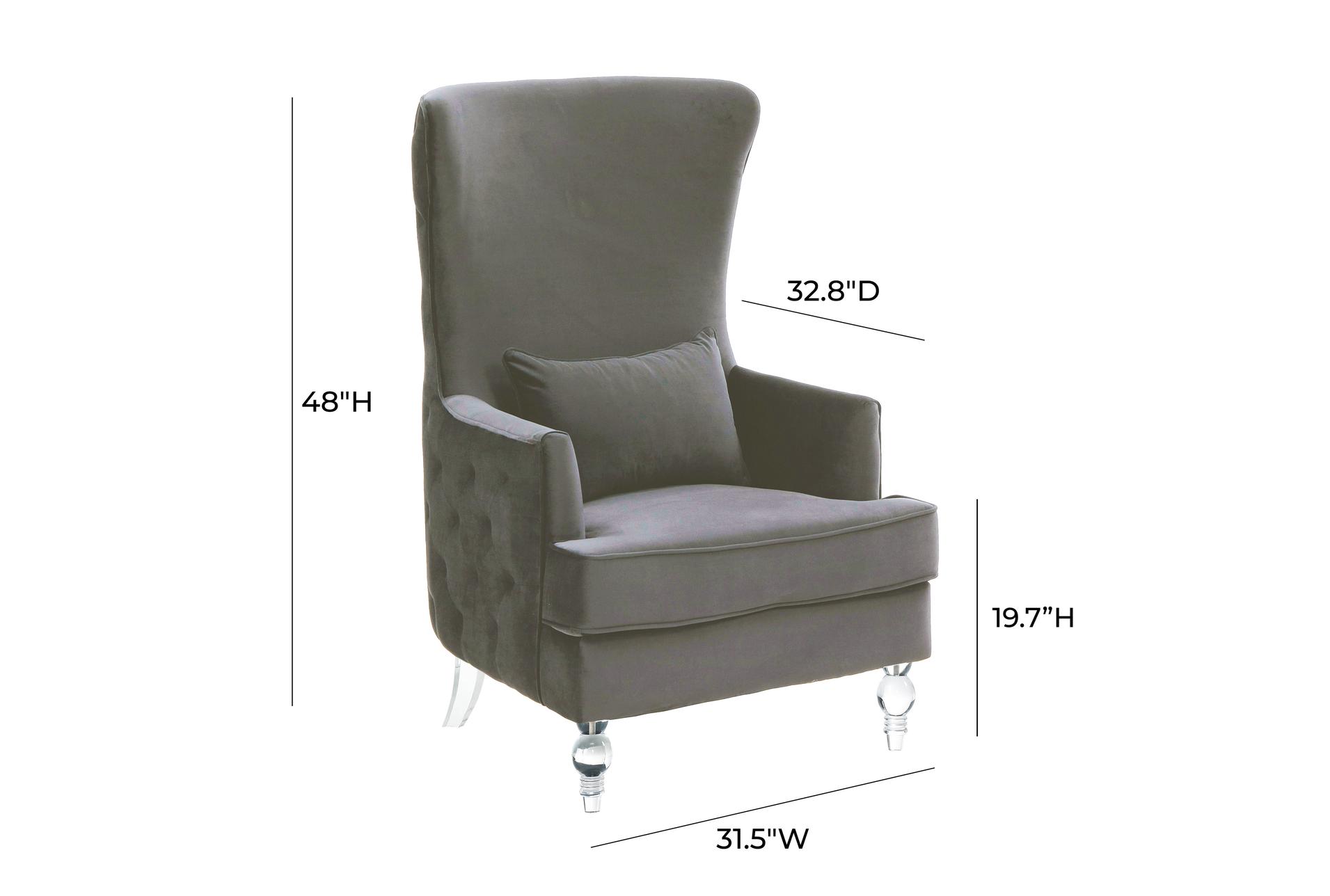 aria grey fabric wingback chair with acrylic legs | solid | with arms | spindle | club 7 aria grey fabric wingback chair with acrylic legs | solid | with arms | spindle | club