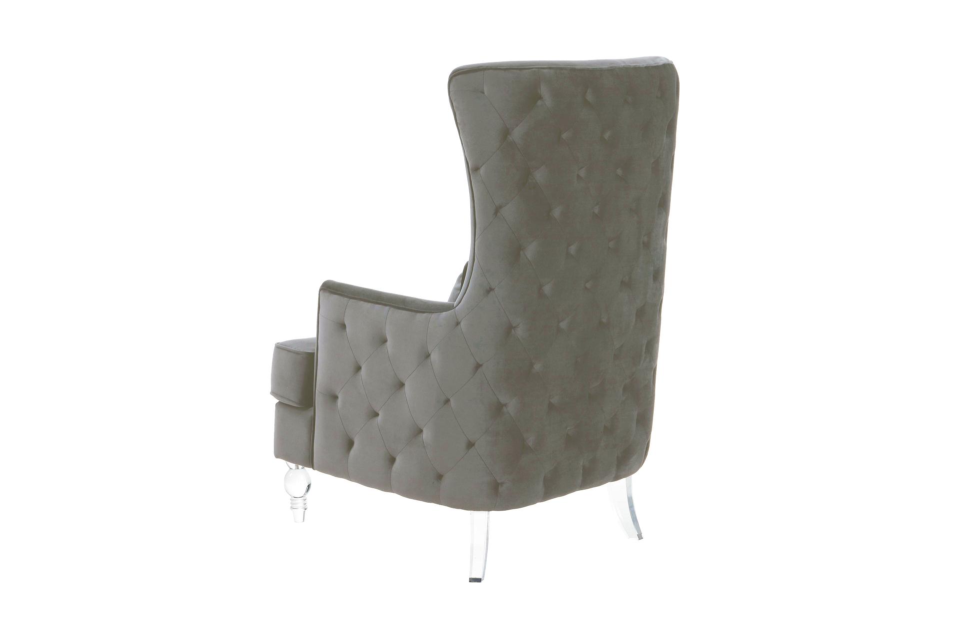aria grey fabric wingback chair with acrylic legs | solid | with arms | spindle | club 8 aria grey fabric wingback chair with acrylic legs | solid | with arms | spindle | club