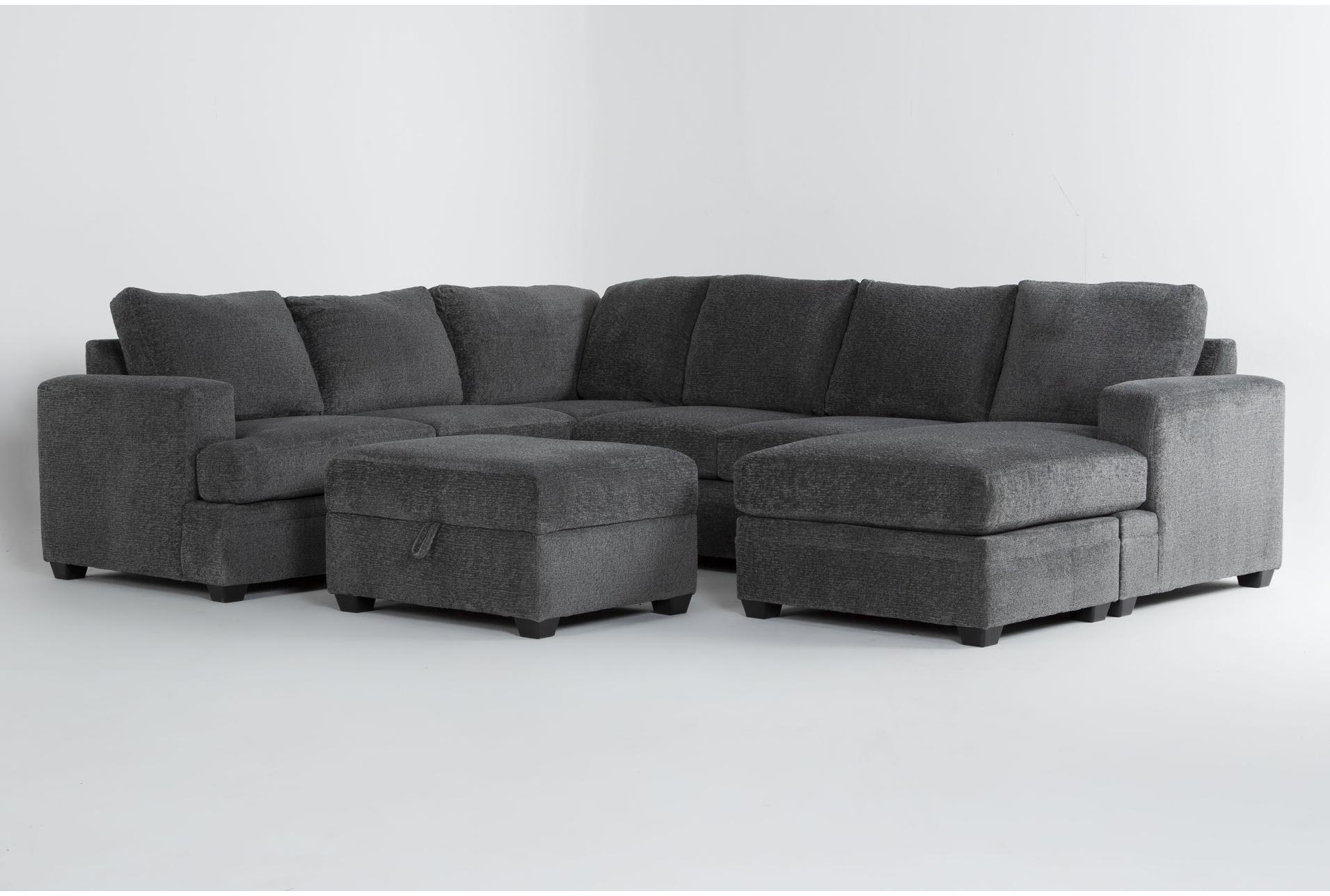 zoeller charcoal grey fabric 127" 2 piece u-shaped sectional with right arm facing sofa chaise & ottoman | left facing 1 zoeller charcoal grey fabric 127" 2 piece u-shaped sectional with right arm facing sofa chaise & ottoman | left facing