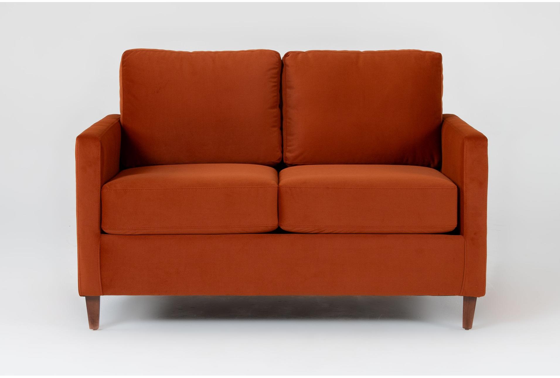 santana burnt sienna velvet fabric 54" loveseat 1 santana burnt sienna velvet fabric 54" loveseat