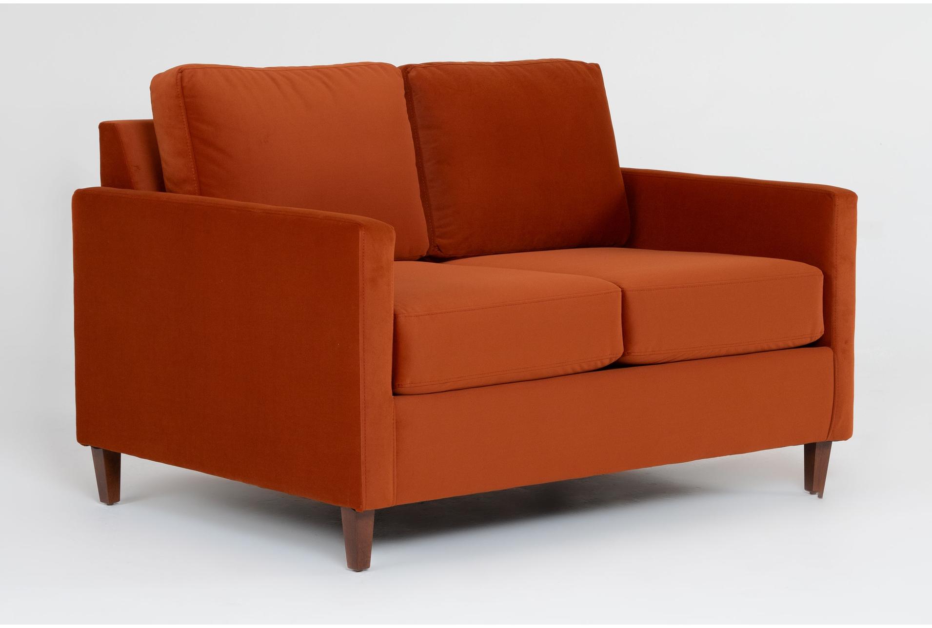 santana burnt sienna velvet fabric 54" loveseat 8 santana burnt sienna velvet fabric 54" loveseat