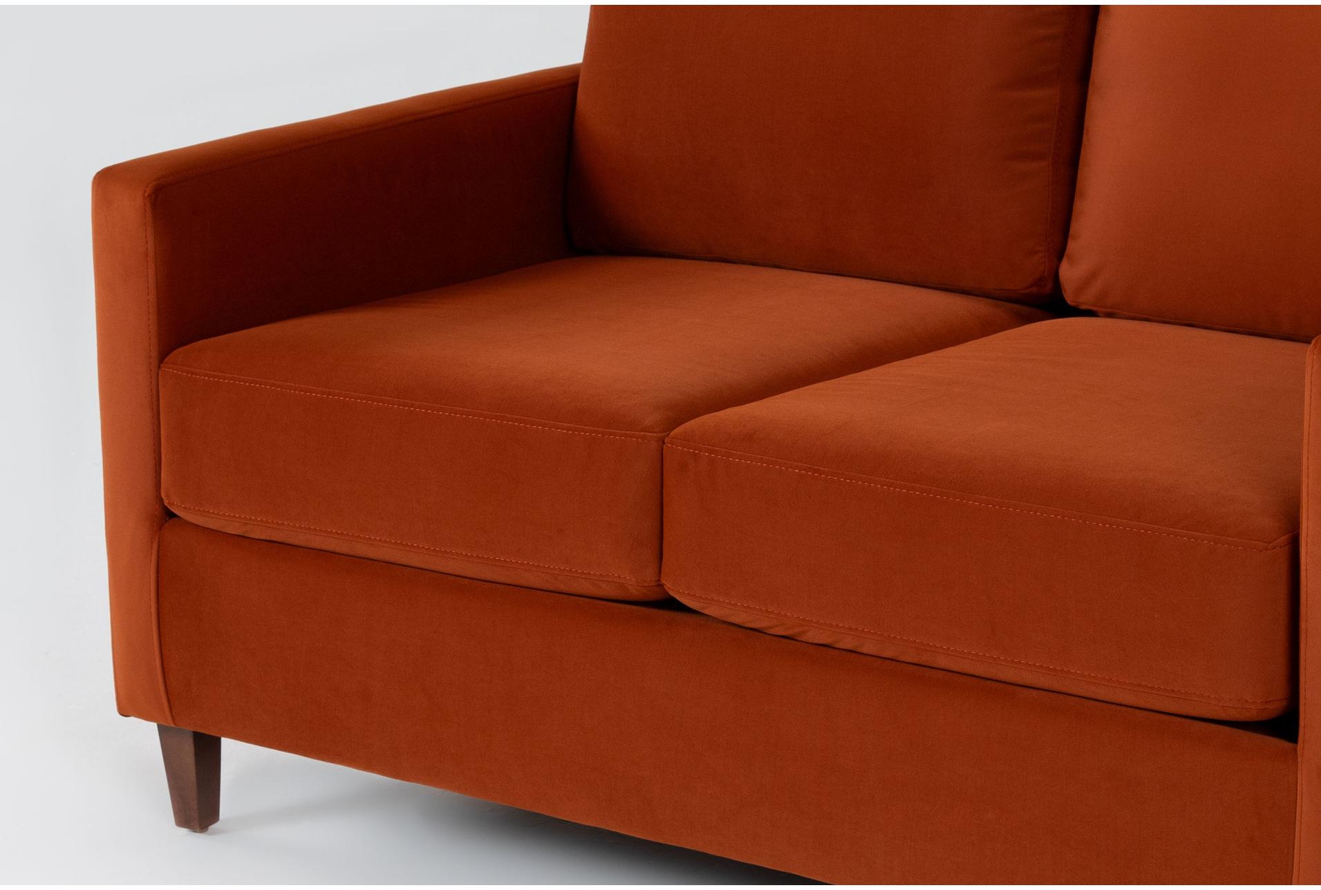 santana burnt sienna velvet fabric 54" loveseat 9 santana burnt sienna velvet fabric 54" loveseat