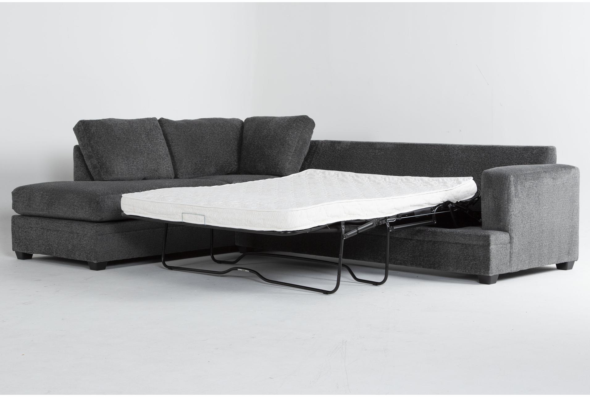 zoeller charcoal grey fabric 2 piece l-shaped sectional with right arm facing sleeper sofa bed with memory foam mattress & left arm facing corner chaise 10 zoeller charcoal grey fabric 2 piece l-shaped sectional with right arm facing sleeper sofa bed with memory foam mattress & left arm facing corner chaise