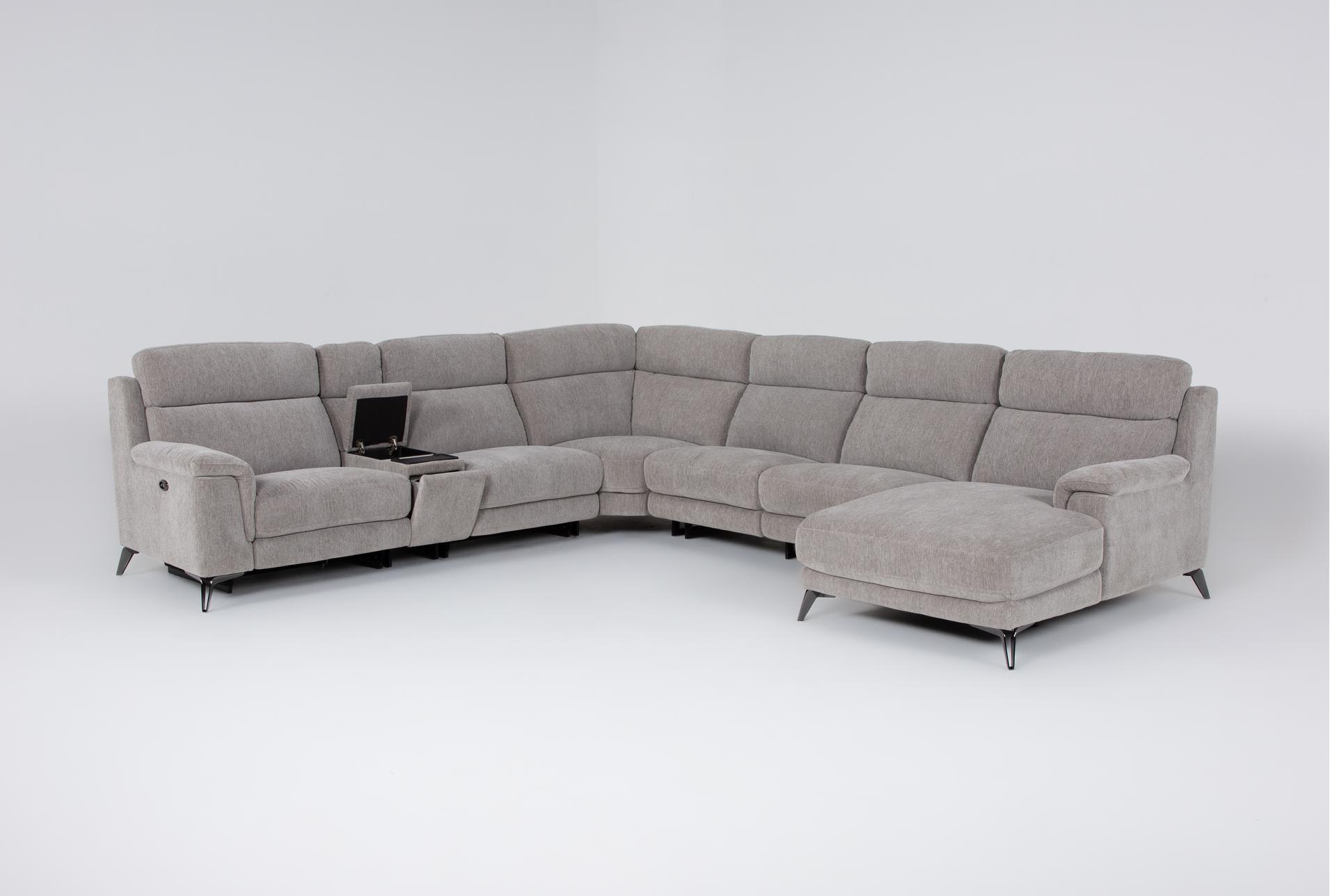 felix grey 141" 7 piece power reclining modular sectional with storage console right arm facing chaise wireless charging cupholders & usb 16 felix grey 141" 7 piece power reclining modular sectional with storage console right arm facing chaise wireless charging cupholders & usb
