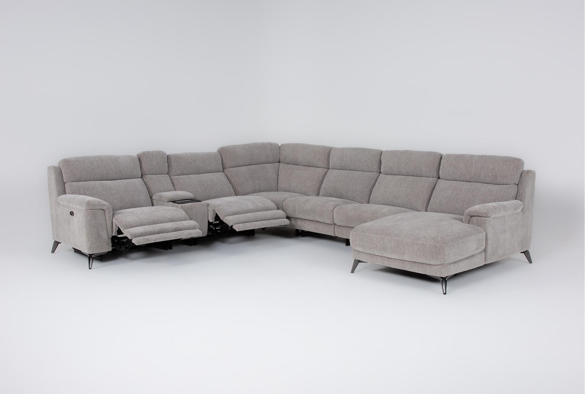 felix grey 141" 7 piece power reclining modular sectional with storage console right arm facing chaise wireless charging cupholders & usb 17 felix grey 141" 7 piece power reclining modular sectional with storage console right arm facing chaise wireless charging cupholders & usb