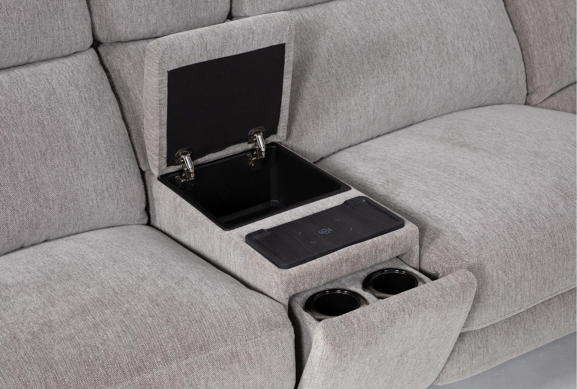 felix grey 141" 7 piece power reclining modular sectional with storage console right arm facing chaise wireless charging cupholders & usb 20 felix grey 141" 7 piece power reclining modular sectional with storage console right arm facing chaise wireless charging cupholders & usb