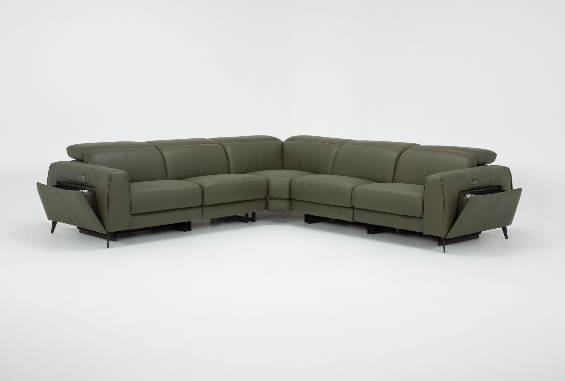 cullen olive green leather 114" 5 piece power zero gravity reclining modular sectional with 2 armless chairs power headrest storage hidden cupholders & usb 15 cullen olive green leather 114" 5 piece power zero gravity reclining modular sectional with 2 armless chairs power headrest storage hidden cupholders & usb