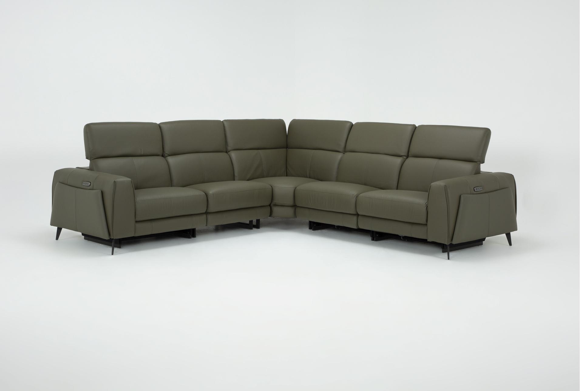 cullen olive green leather 114" 5 piece power zero gravity reclining modular sectional with 2 armless chairs power headrest storage hidden cupholders & usb 16 cullen olive green leather 114" 5 piece power zero gravity reclining modular sectional with 2 armless chairs power headrest storage hidden cupholders & usb