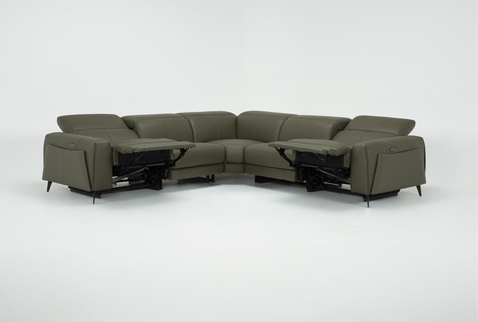 cullen olive green leather 114" 5 piece power zero gravity reclining modular sectional with 2 armless chairs power headrest storage hidden cupholders & usb 17 cullen olive green leather 114" 5 piece power zero gravity reclining modular sectional with 2 armless chairs power headrest storage hidden cupholders & usb