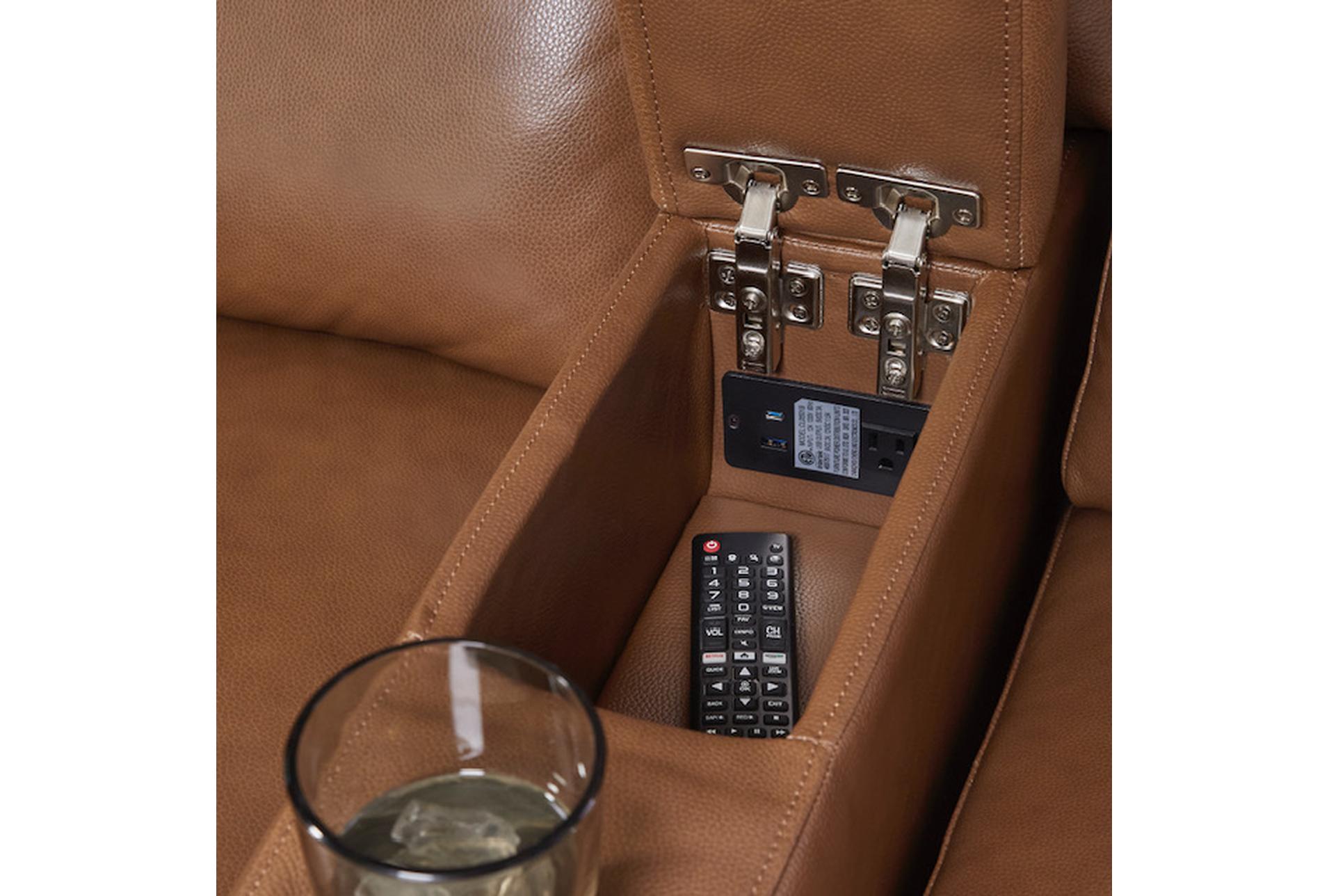 mozelle sable brown natural leather 119" 6 piece power reclining sectional with power headrests storage cupholders & usb | adjustable headrests 9 mozelle sable brown natural leather 119" 6 piece power reclining sectional with power headrests storage cupholders & usb | adjustable headrests