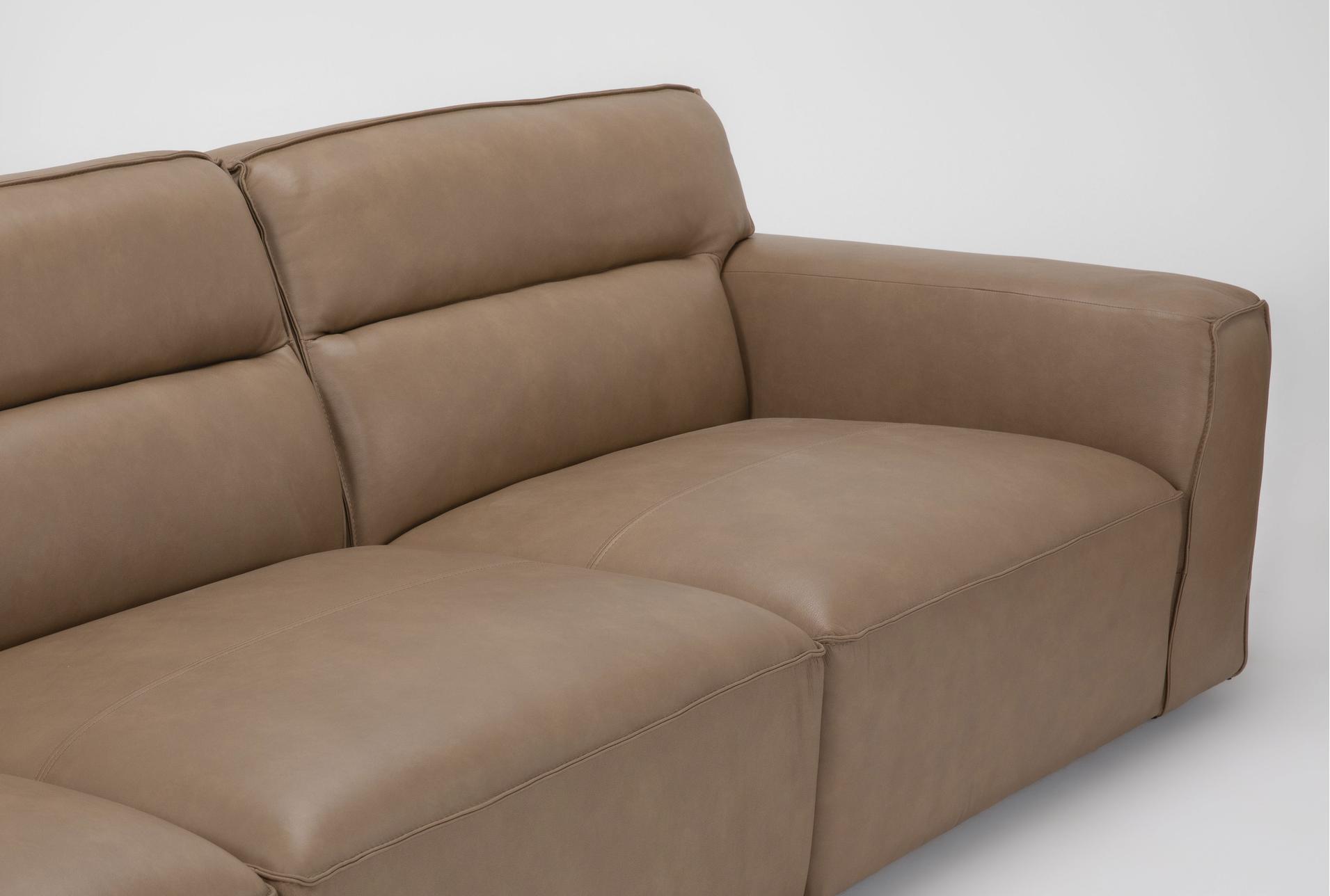 rhone 122" light brown beige leather 5 piece modular l-shaped sectional | reversible 7 rhone 122" light brown beige leather 5 piece modular l-shaped sectional | reversible