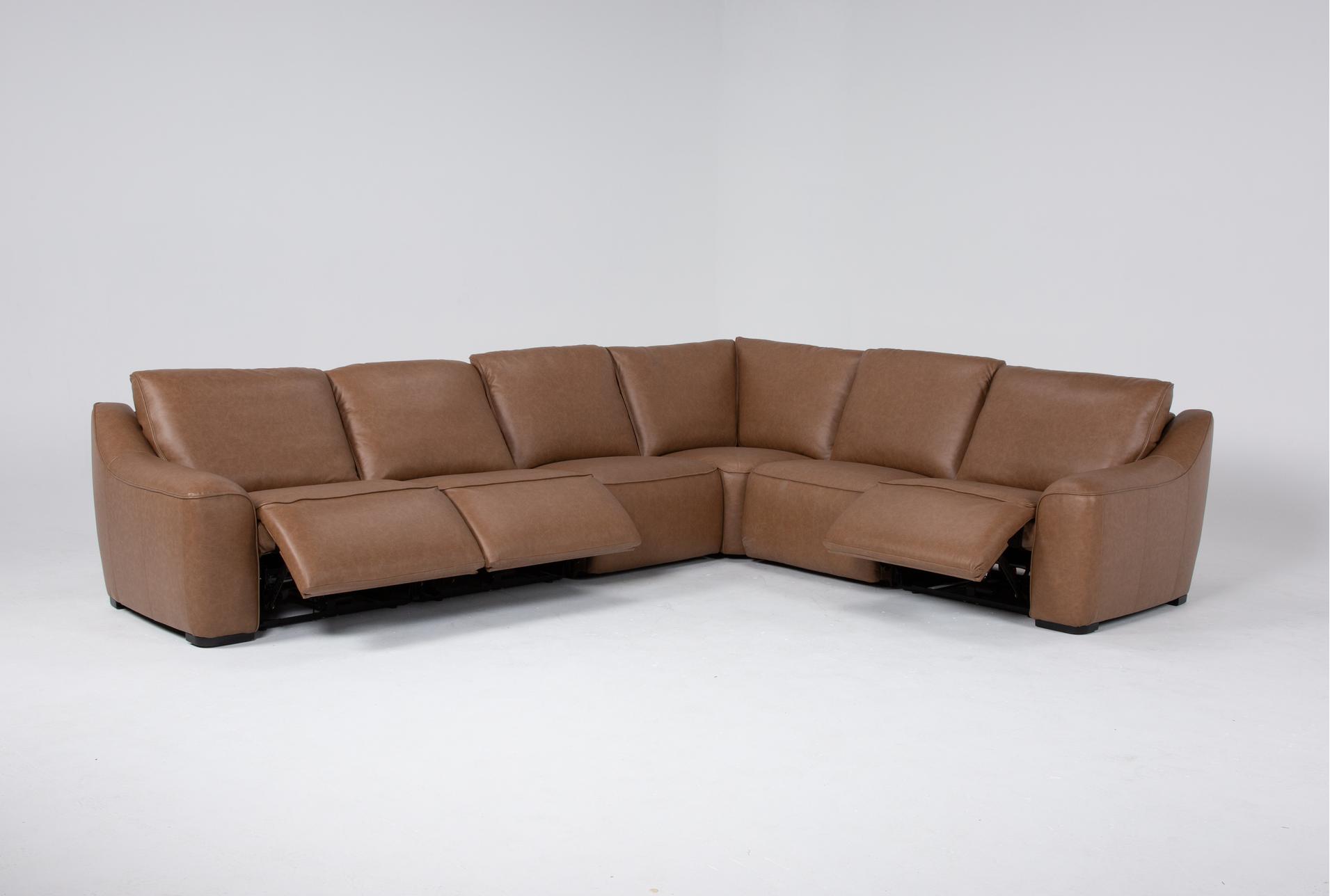 ryker brown natural 6 piece leather power reclining modular sectional | 2 armless chairs | power headrest | adjustable headrests 11 ryker brown natural 6 piece leather power reclining modular sectional | 2 armless chairs | power headrest | adjustable headrests