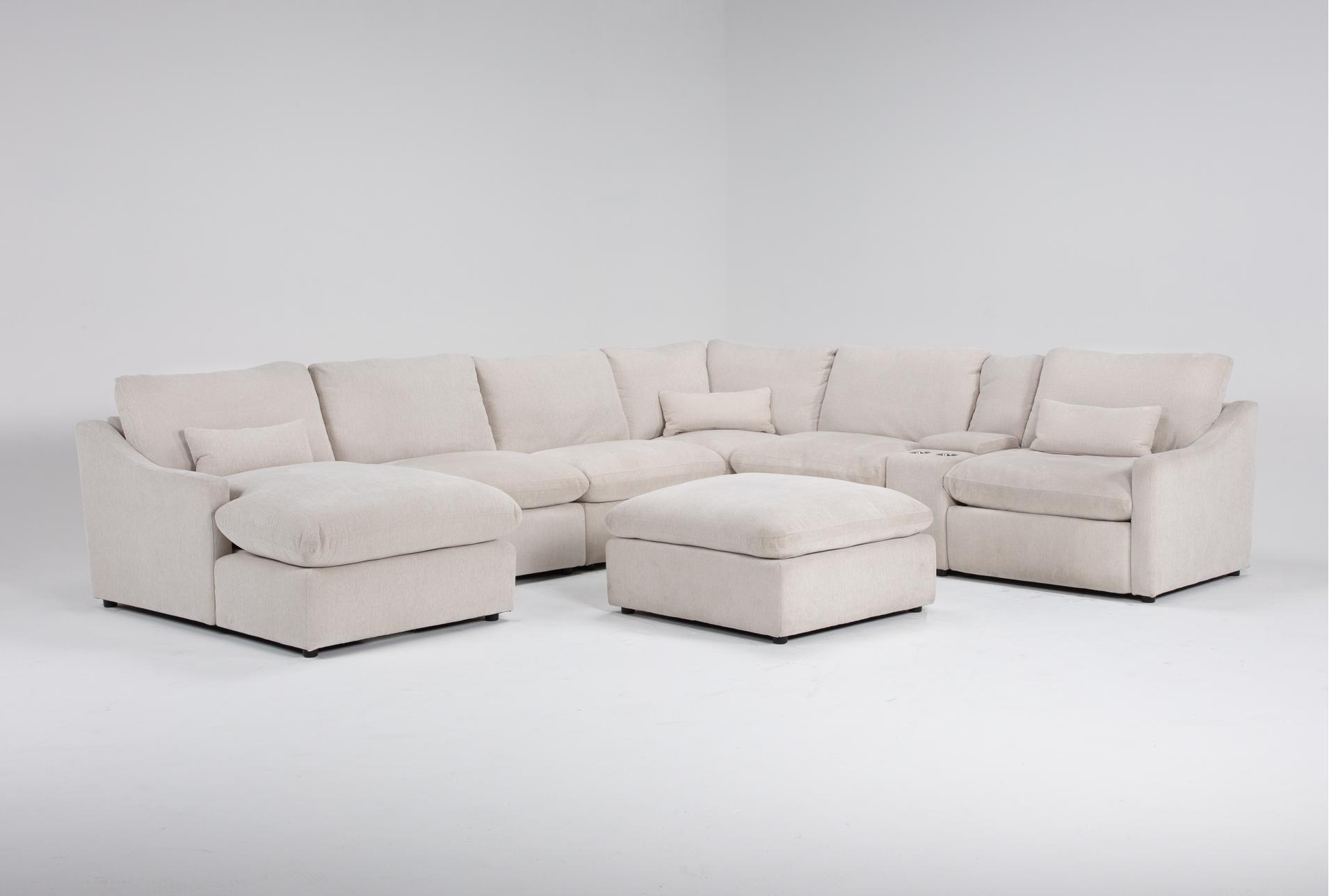 kennedy cream 7 piece power reclining modular sectional with left arm facing power chaise & ottoman 1 kennedy cream 7 piece power reclining modular sectional with left arm facing power chaise & ottoman