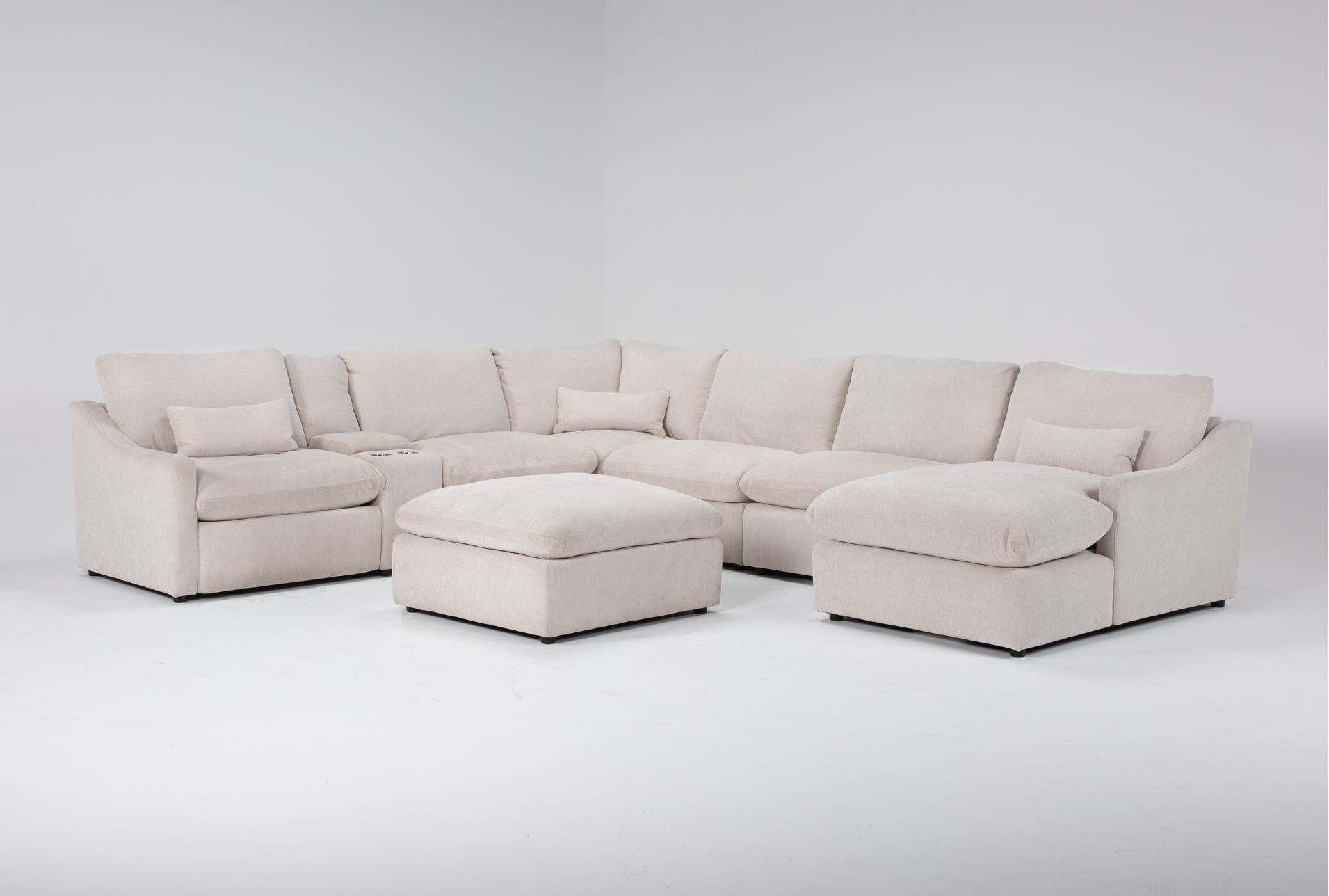 kennedy cream 7 piece power reclining modular sectional with right arm facing power chaise & ottoman 1 kennedy cream 7 piece power reclining modular sectional with right arm facing power chaise & ottoman