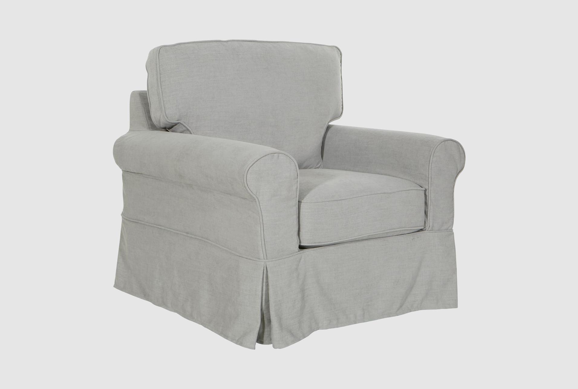 ashton grey fog fabric skirted slip cover wood arm chair | high performance fabric | with arms | club 1 ashton grey fog fabric skirted slip cover wood arm chair | high performance fabric | with arms | club