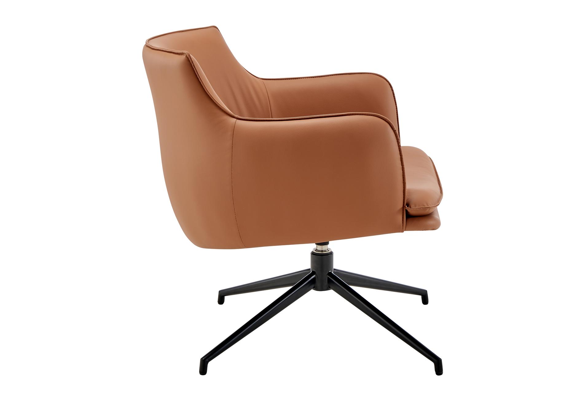 ronja cognac brown faux leather swivel lounge arm chair | polyurethane 12 ronja cognac brown faux leather swivel lounge arm chair | polyurethane