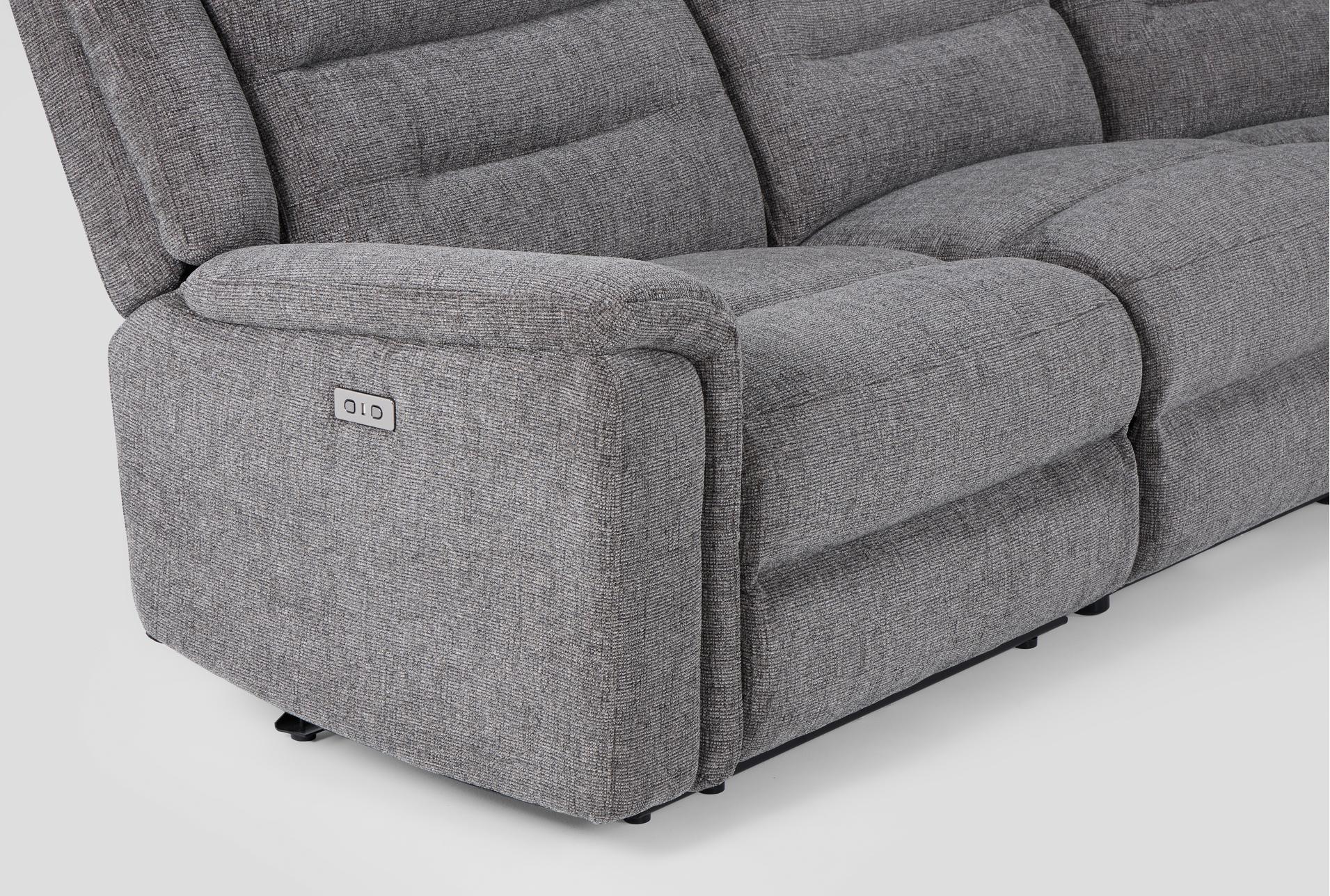 dutton grey fabric 150" 6 piece power reclining modular sectional with 2 armless chairs 23 dutton grey fabric 150" 6 piece power reclining modular sectional with 2 armless chairs