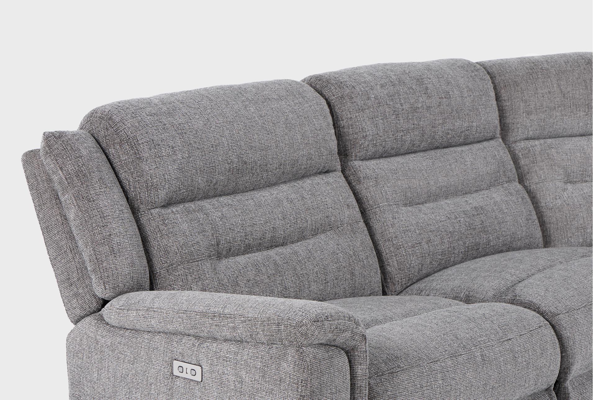 dutton grey fabric 150" 6 piece power reclining modular sectional with 2 armless chairs 22 dutton grey fabric 150" 6 piece power reclining modular sectional with 2 armless chairs