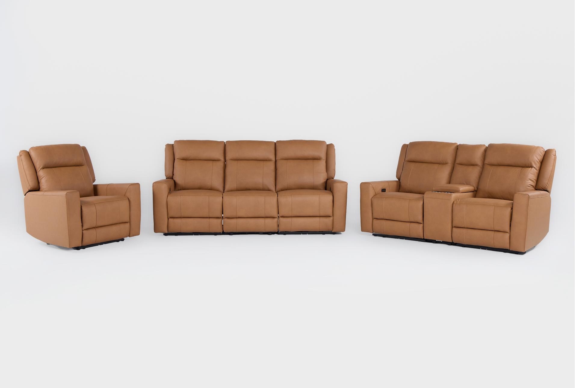 tatiana saddle brown leather 7 piece power reclining modular living room set with sofa, console loveseat & recliner with usb 1 tatiana saddle brown leather 7 piece power reclining modular living room set with sofa, console loveseat & recliner with usb