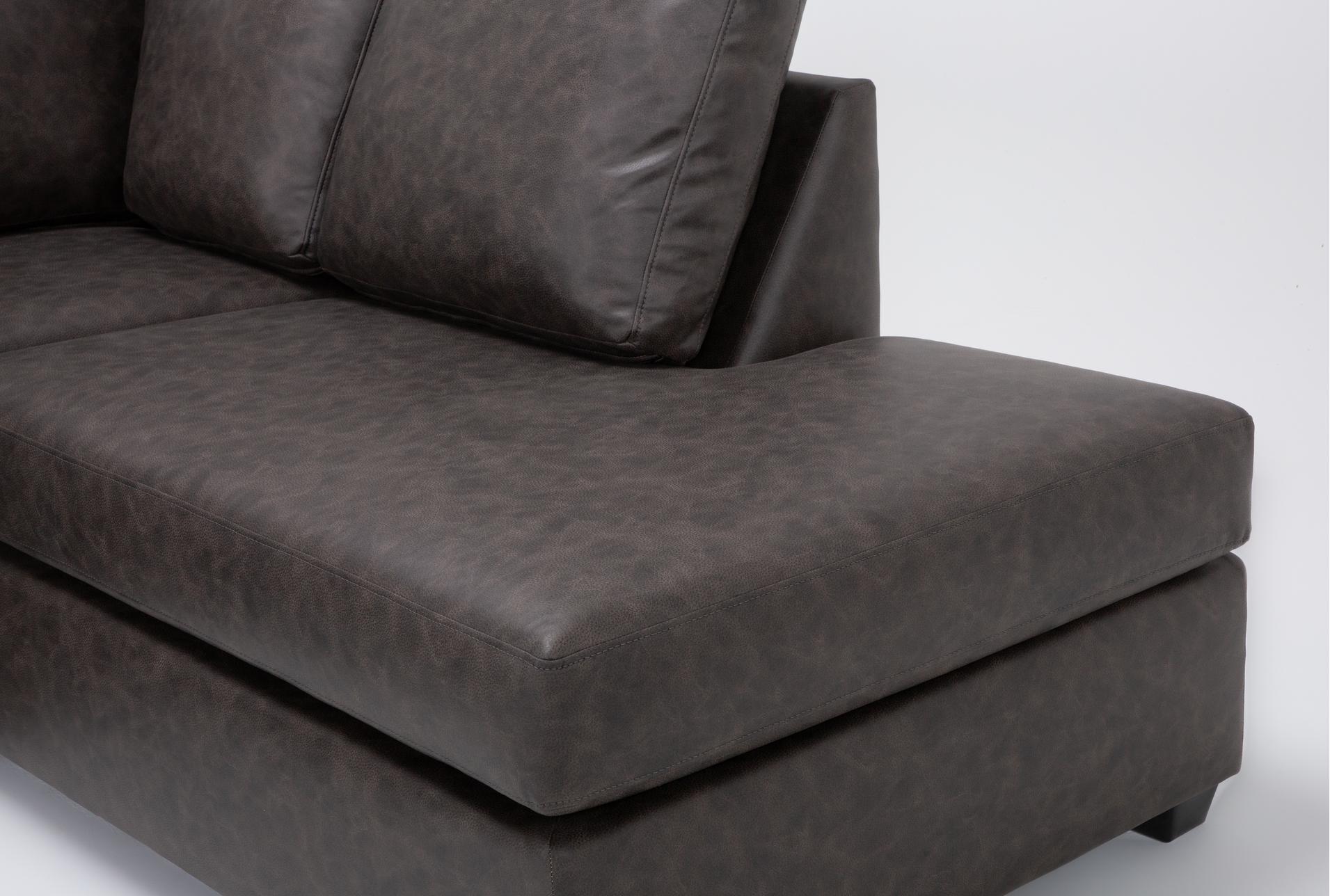 mathers grey brown vegan faux leather 2 piece sectional with left arm facing sofa + right arm facing corner chaise & ottoman 11 mathers grey brown vegan faux leather 2 piece sectional with left arm facing sofa + right arm facing corner chaise & ottoman