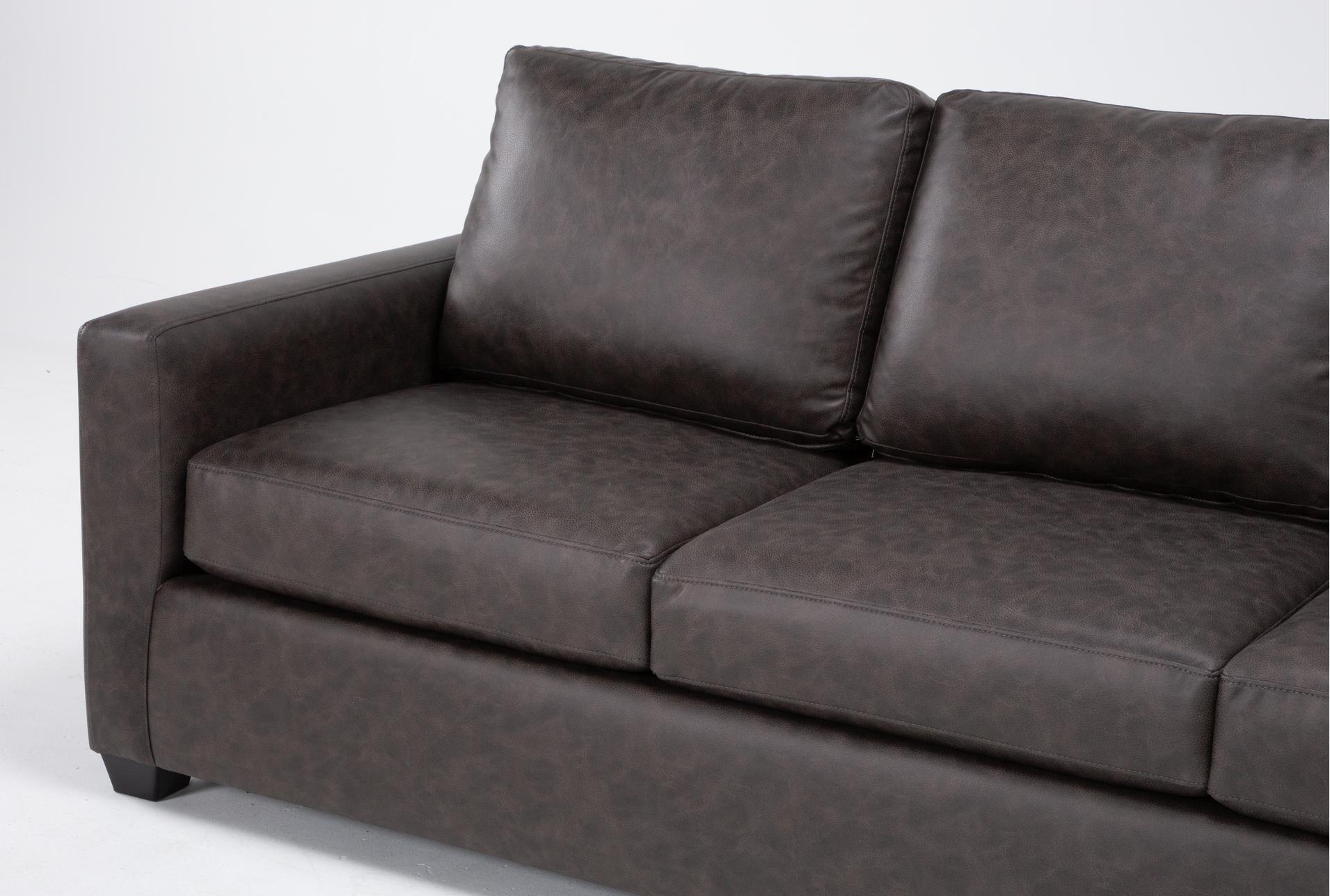 mathers grey brown vegan faux leather 2 piece sectional with left arm facing sofa + right arm facing corner chaise & ottoman 12 mathers grey brown vegan faux leather 2 piece sectional with left arm facing sofa + right arm facing corner chaise & ottoman