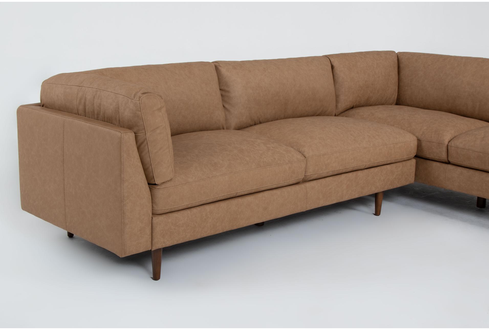 ewan caramel brown leather 2 piece 114" sectional with left arm facing sofa chair & cocktail ottoman 12 ewan caramel brown leather 2 piece 114" sectional with left arm facing sofa chair & cocktail ottoman