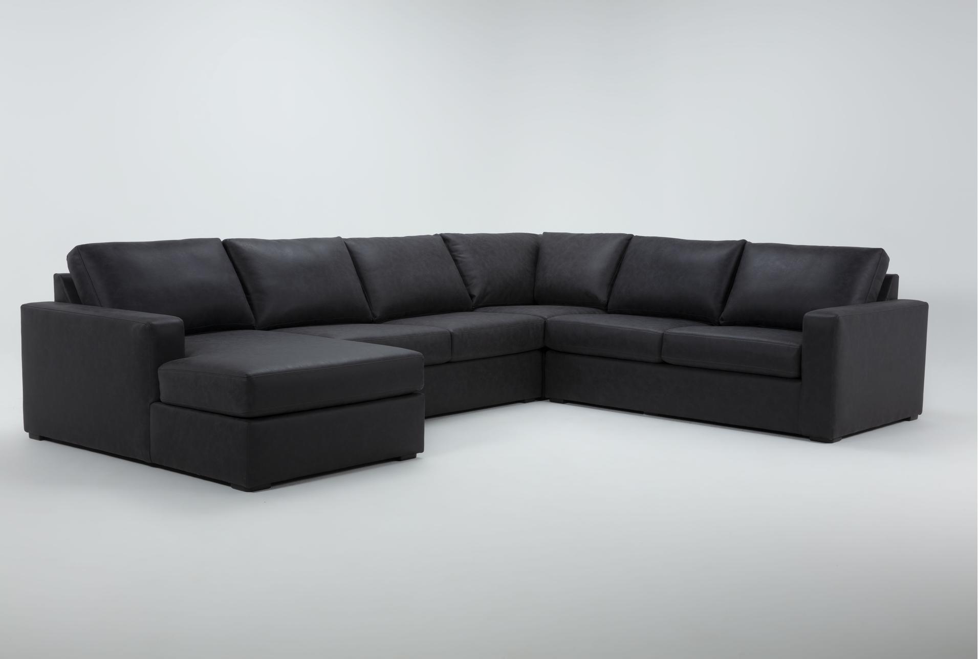 araceli ii charcoal grey black vegan faux leather 4 piece full sleeper sectional with left arm facing chaise 1 araceli ii charcoal grey black vegan faux leather 4 piece full sleeper sectional with left arm facing chaise
