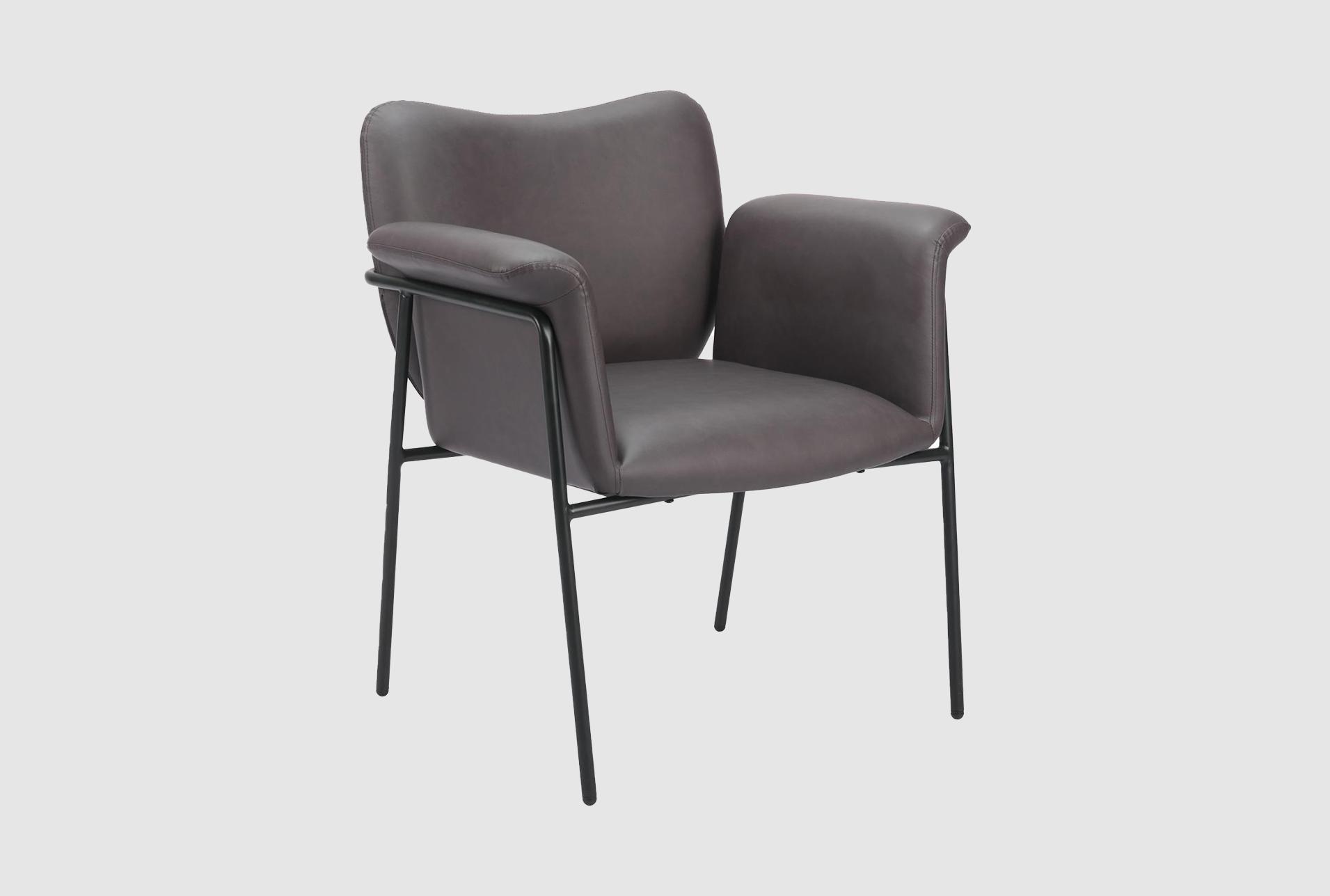 heritage brown faux leather & steel accent chair with arms 1 heritage brown faux leather & steel accent chair with arms