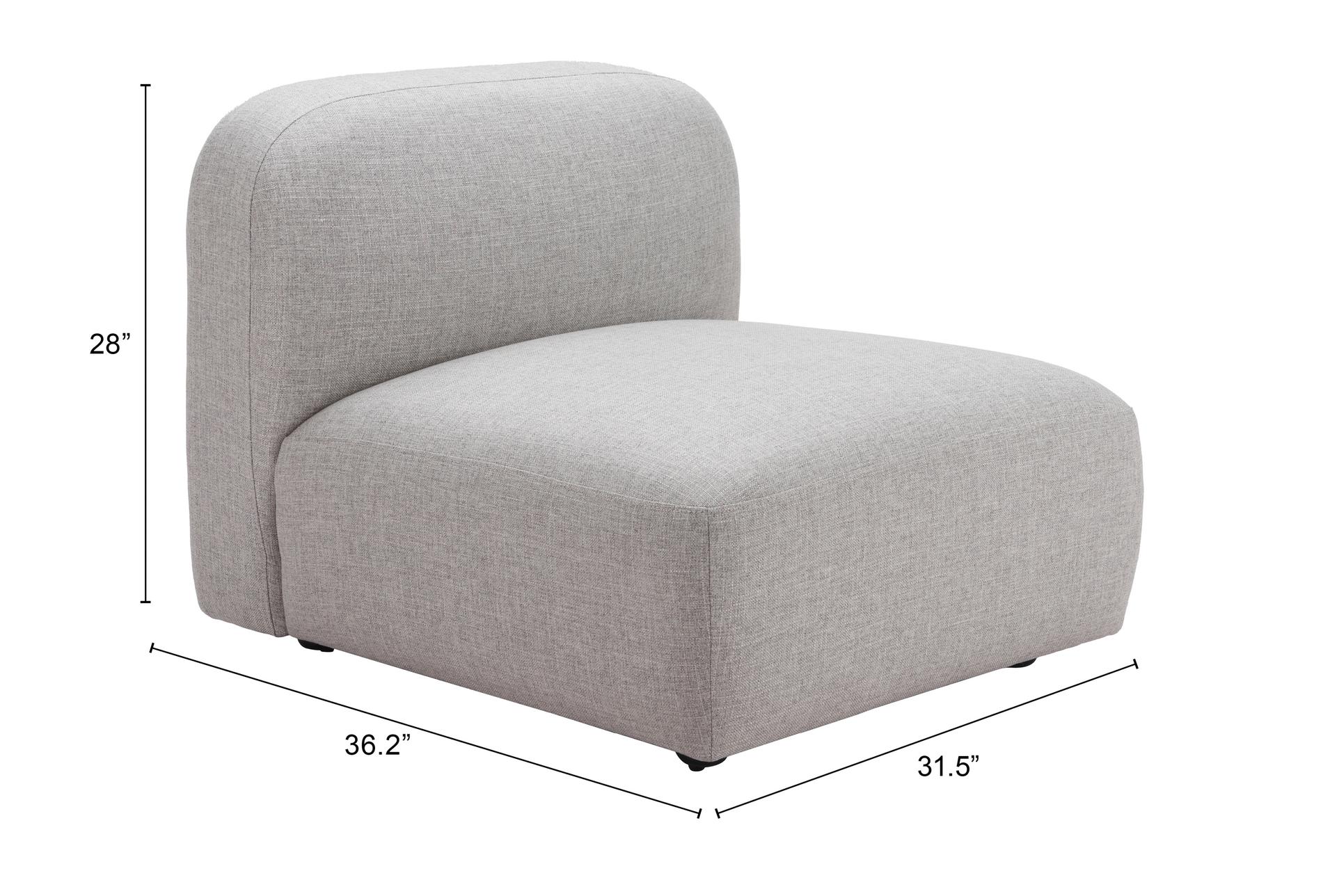 biak grey performance fabric modular armless chair | curved 16 biak grey performance fabric modular armless chair | curved
