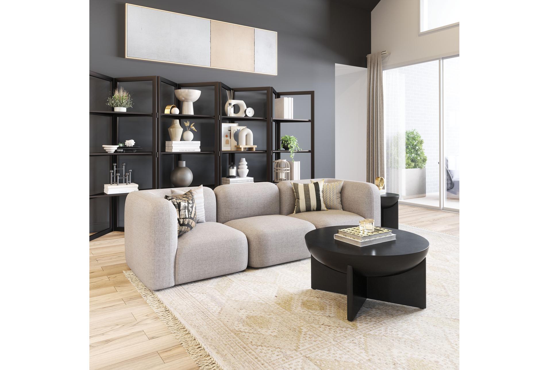 biak grey performance fabric modular armless chair | curved 18 biak grey performance fabric modular armless chair | curved