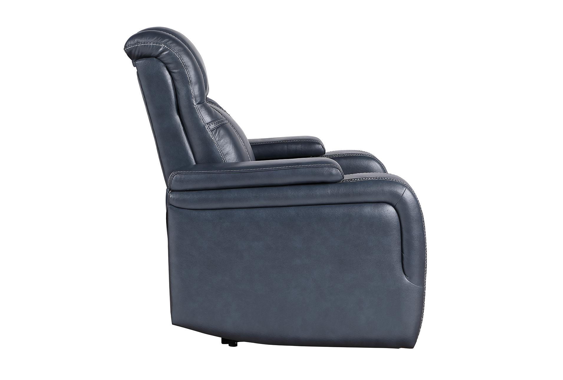 elkton blue leather 38" power reclining chair with power headrest storage arms & usb | button 15 elkton blue leather 38" power reclining chair with power headrest storage arms & usb | button